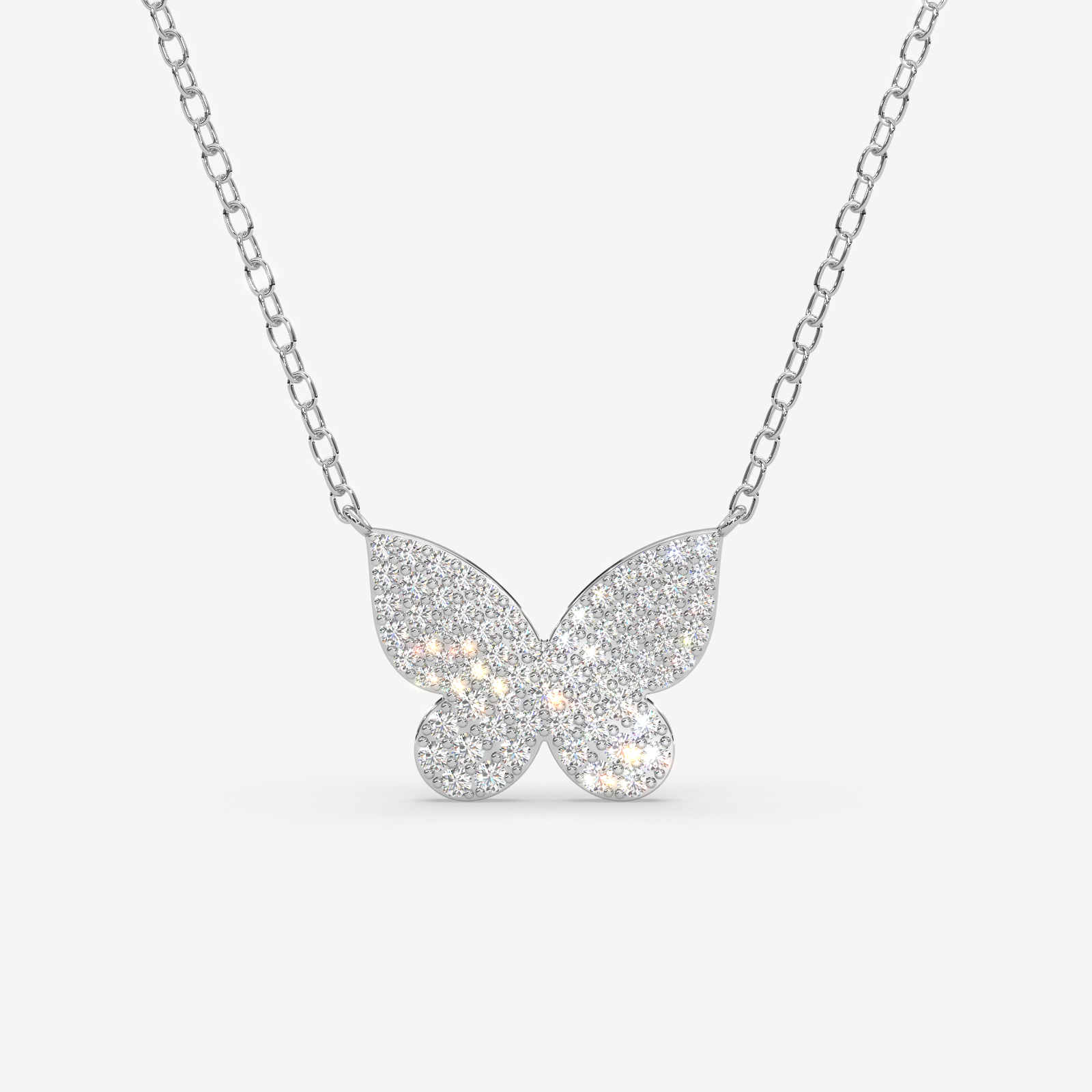 18K Gold Pave Diamond Butterfly Necklace