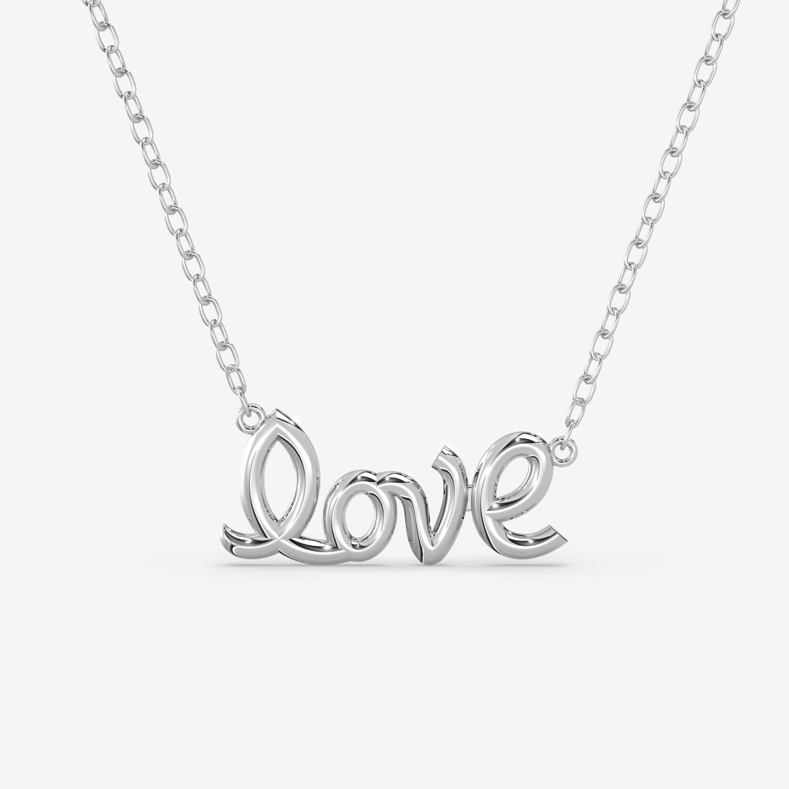 18K Gold "Love" Script Necklace - Elegant Gold Pendant