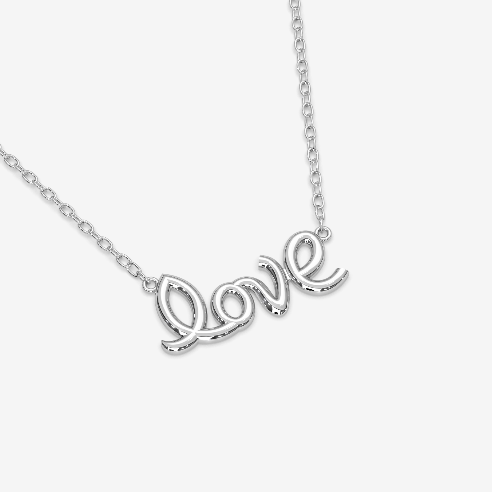 18K Gold "Love" Script Necklace - Elegant Gold Pendant