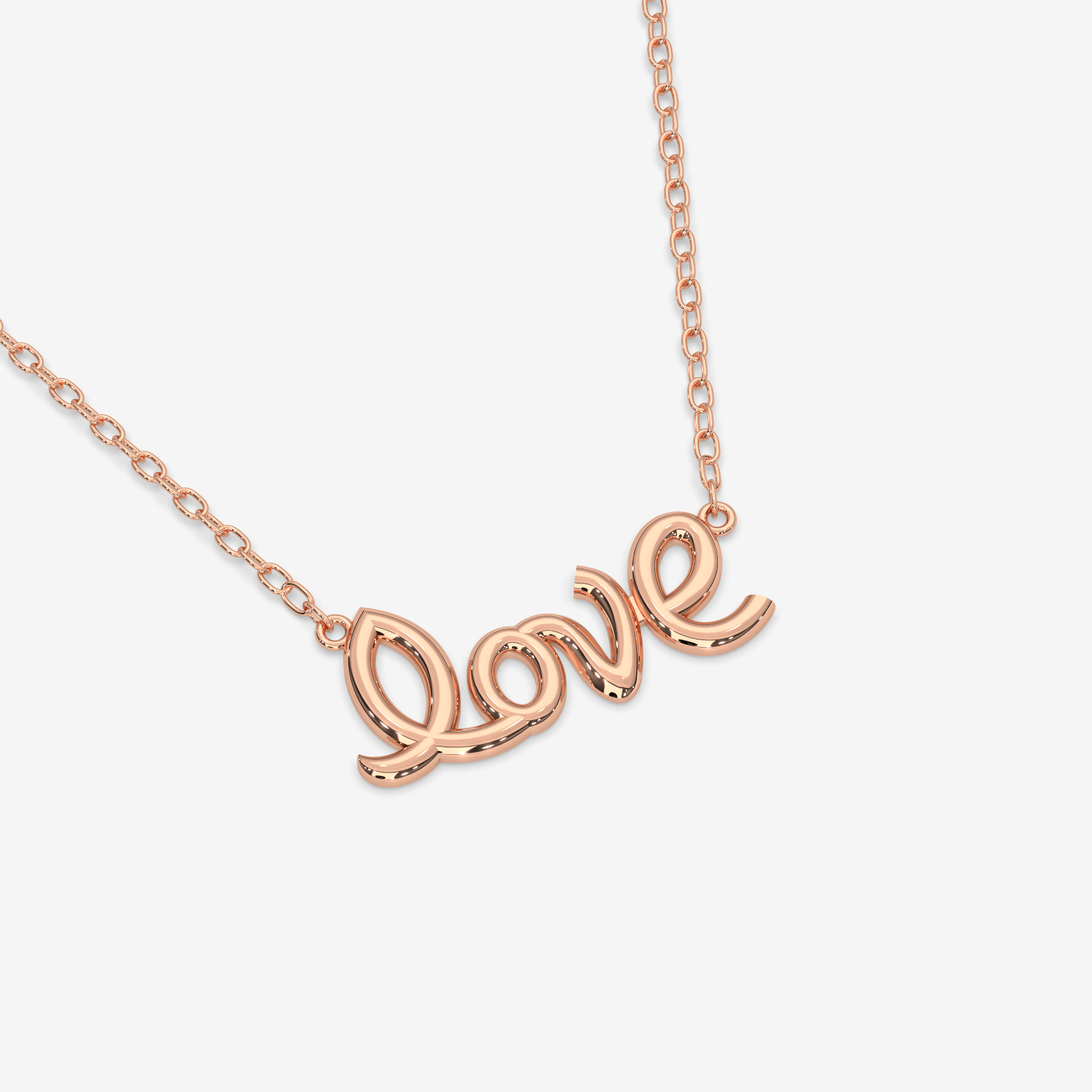 18K Gold "Love" Script Necklace - Elegant Gold Pendant