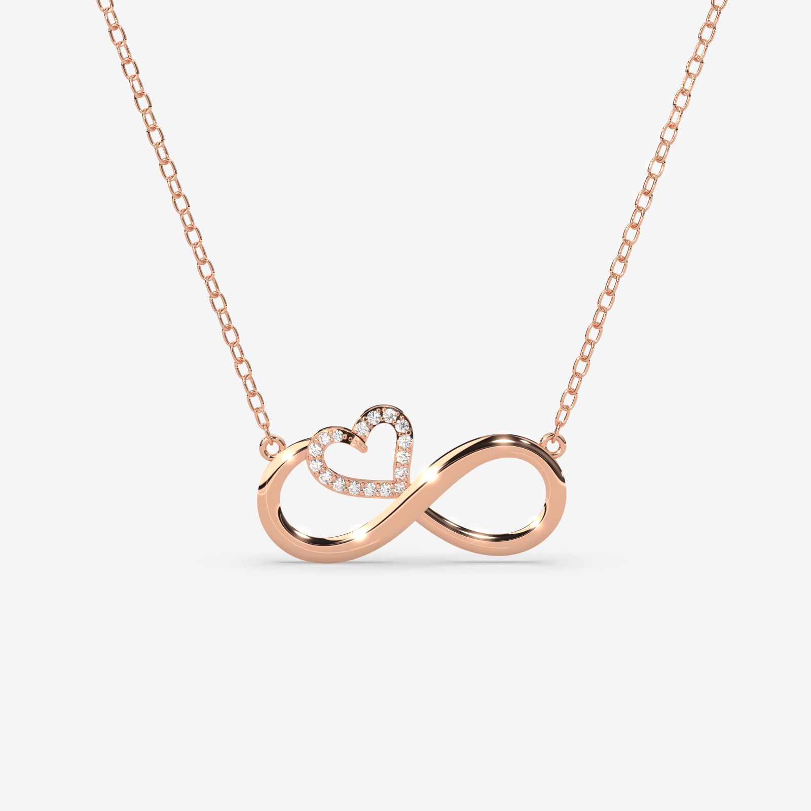 18K Gold Diamond Infinity Heart Necklace - Eternal Love Pendant