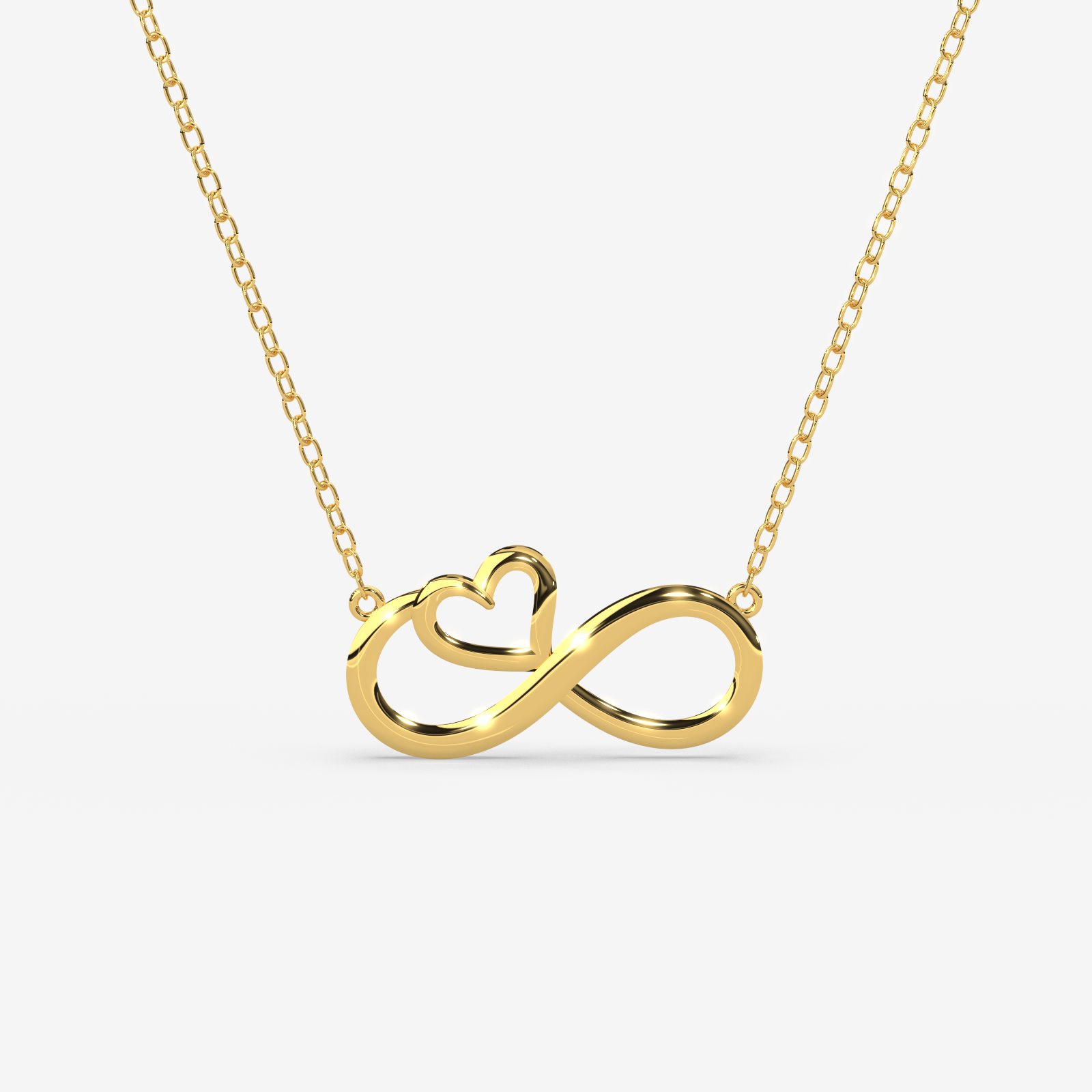 18K Gold Infinity Heart Necklace - Dainty Love Pendant