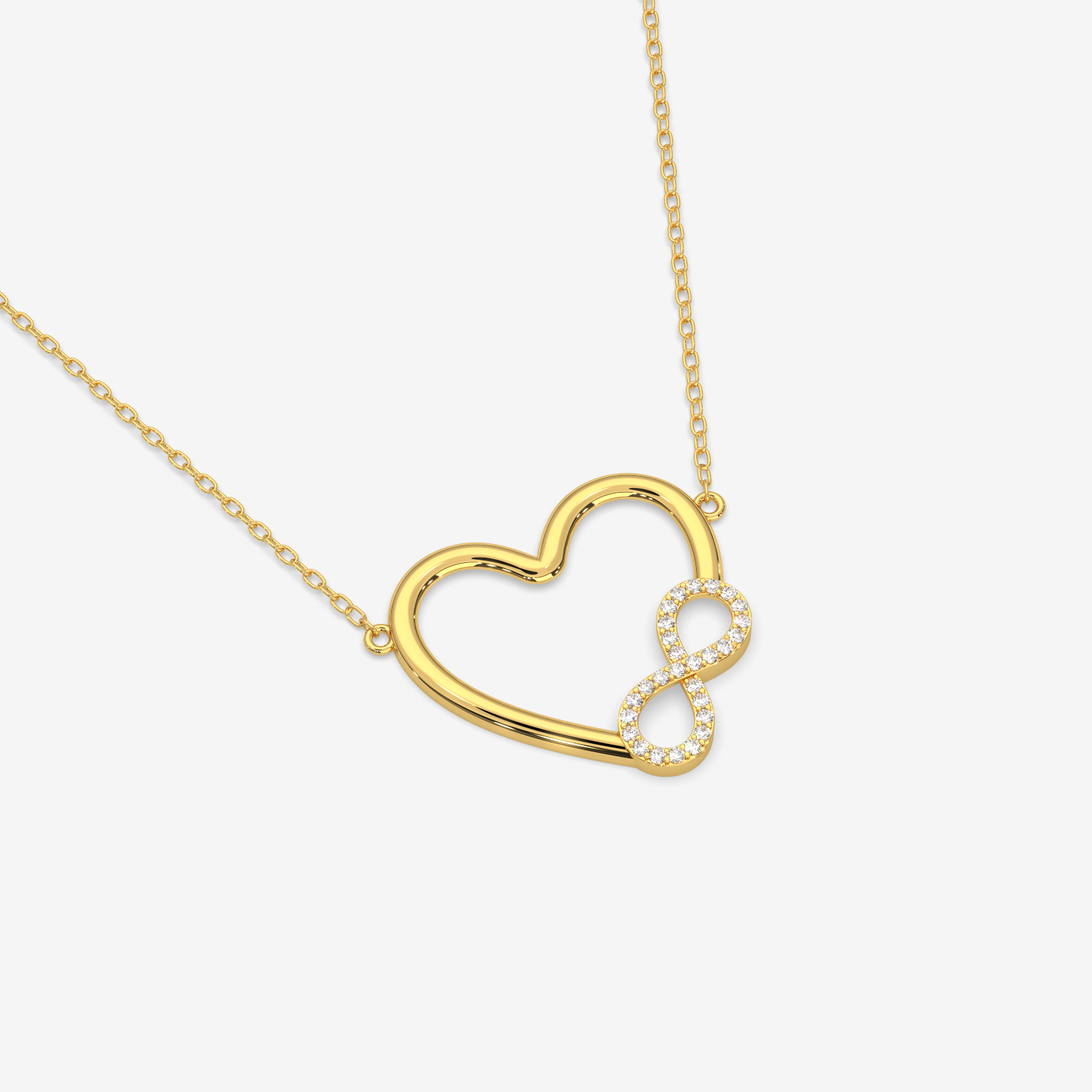 18K Gold Diamond Accent Infinity Heart Necklace - Eternal Love Pendant