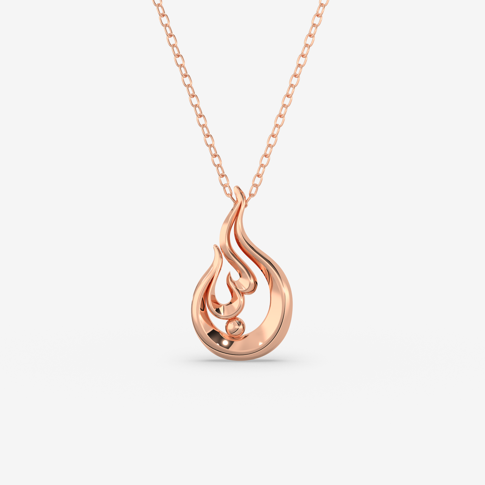 18K Gold Fire Flame Pendant Necklace - Elegant Fire Element Jewelry