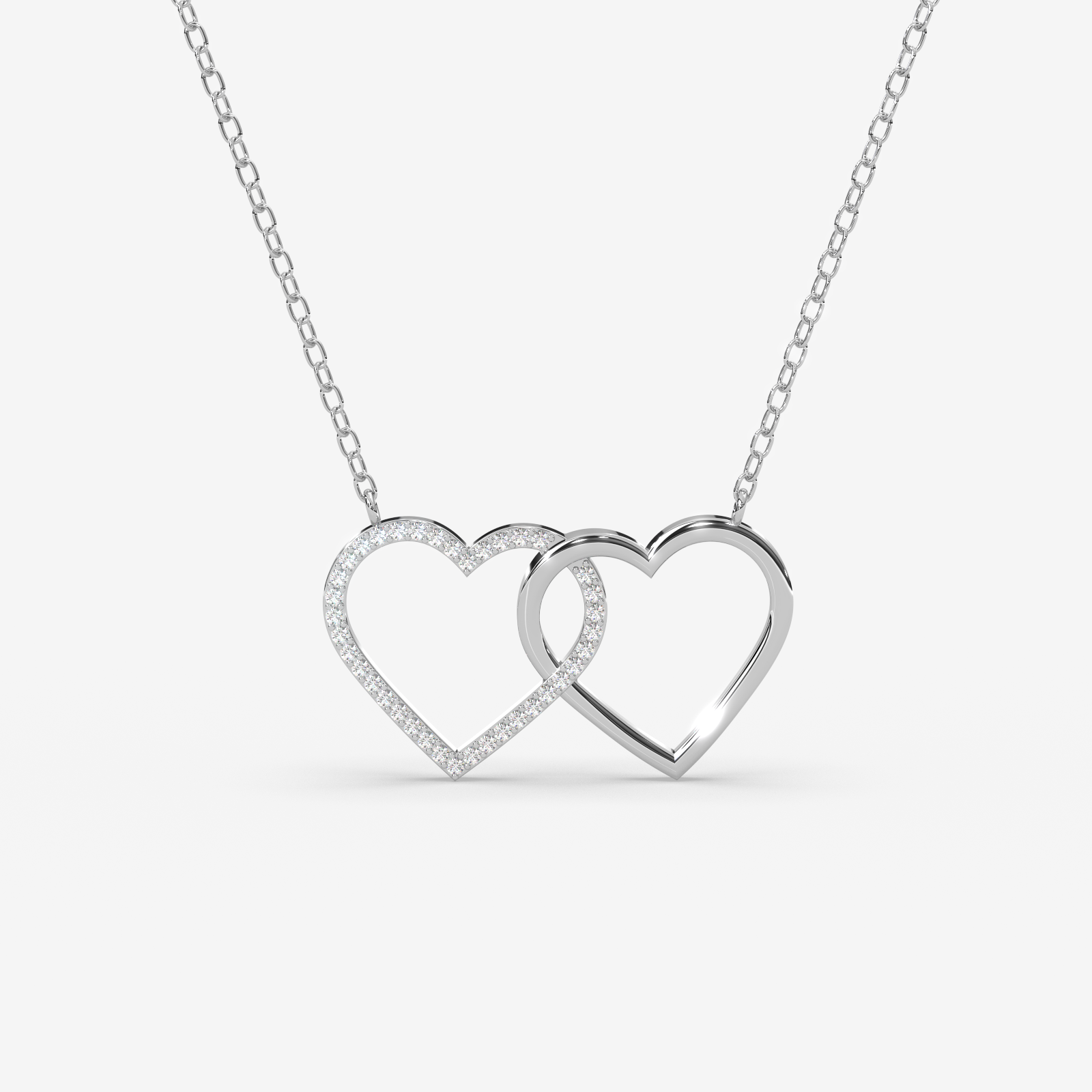 18K Gold Interlocking Diamond Heart Necklace - Elegant Love Symbol