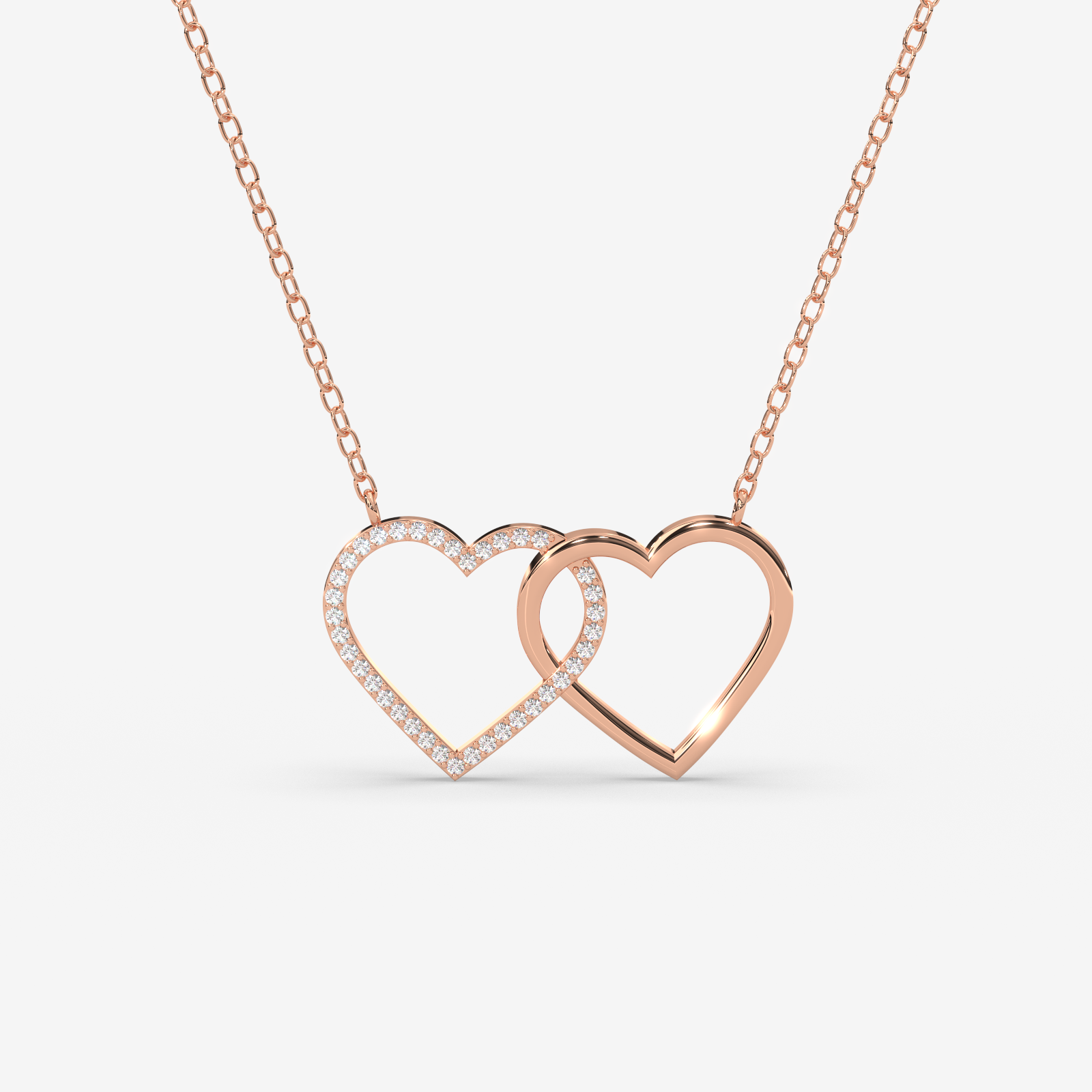 18K Gold Interlocking Diamond Heart Necklace - Elegant Love Symbol