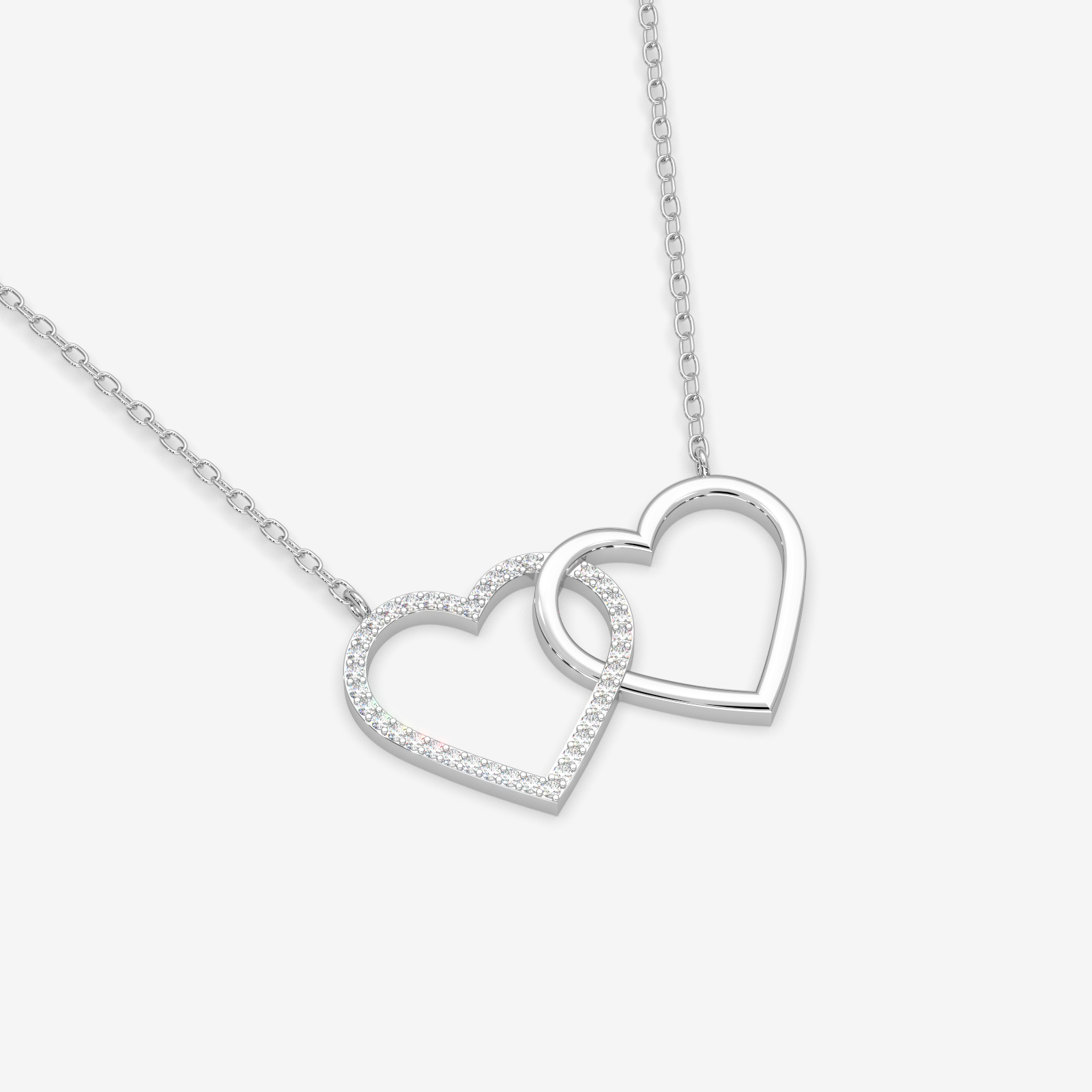 18K Gold Interlocking Diamond Heart Necklace - Elegant Love Symbol
