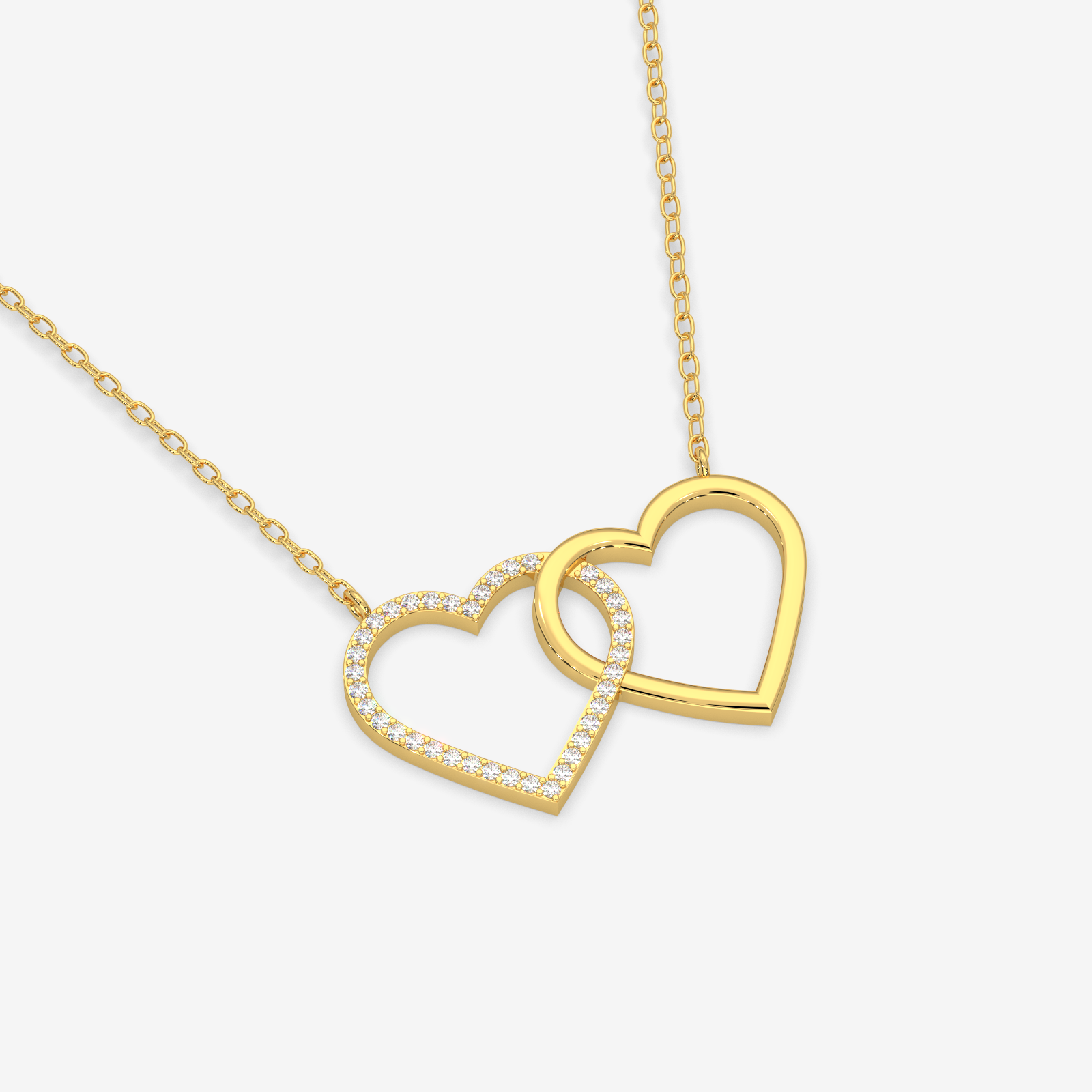 18K Gold Interlocking Diamond Heart Necklace - Elegant Love Symbol