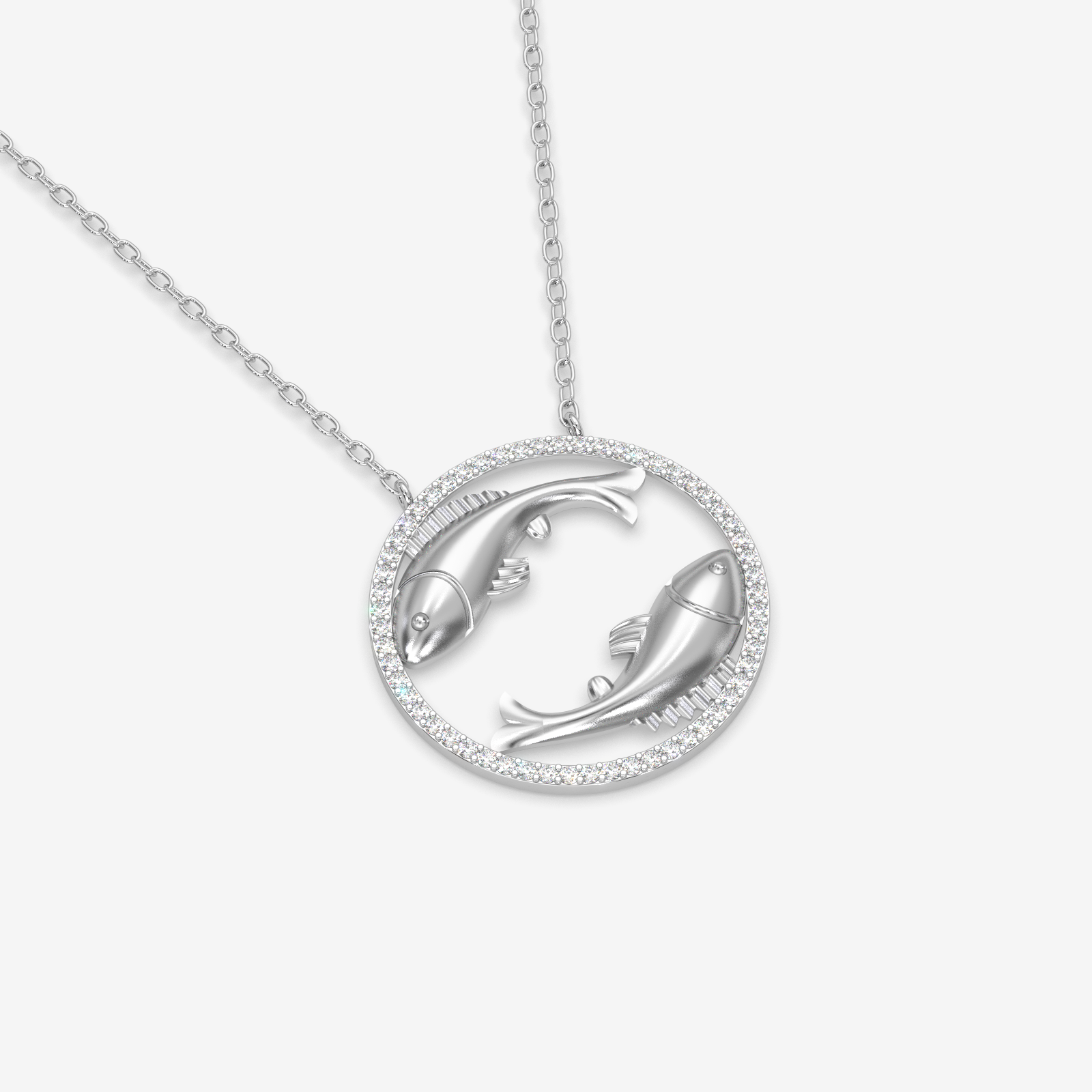 18K Yellow Gold Pisces Zodiac Pendant Necklace with Diamonds - Elegant Horoscope Jewelry