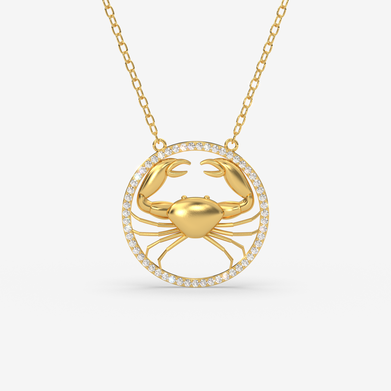 18K Gold Cancer Zodiac Pendant Necklace with Diamonds - Elegant Astrology Jewelry