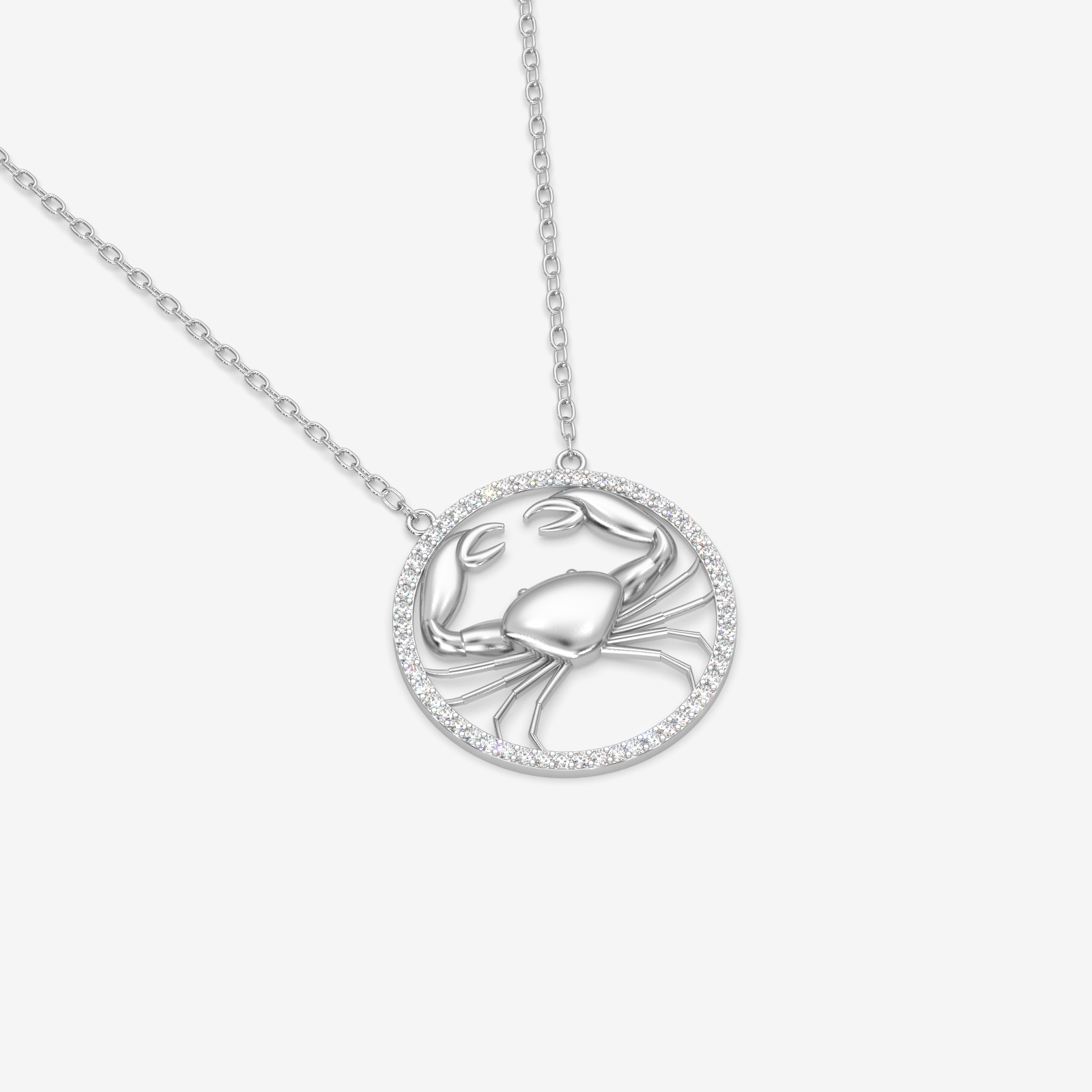 18K Gold Cancer Zodiac Pendant Necklace with Diamonds - Elegant Astrology Jewelry