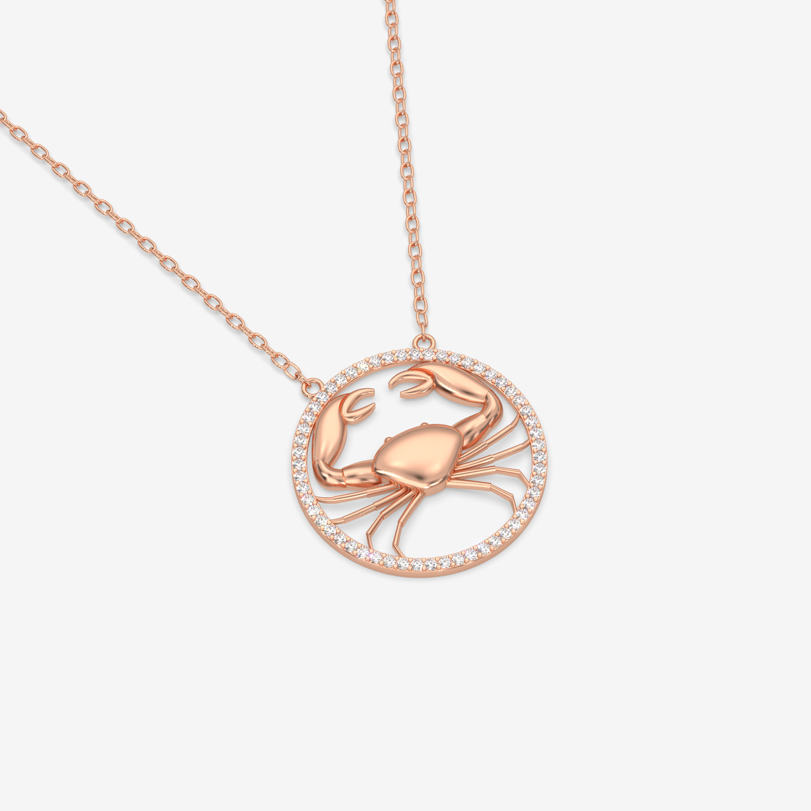 18K Gold Cancer Zodiac Pendant Necklace with Diamonds - Elegant Astrology Jewelry