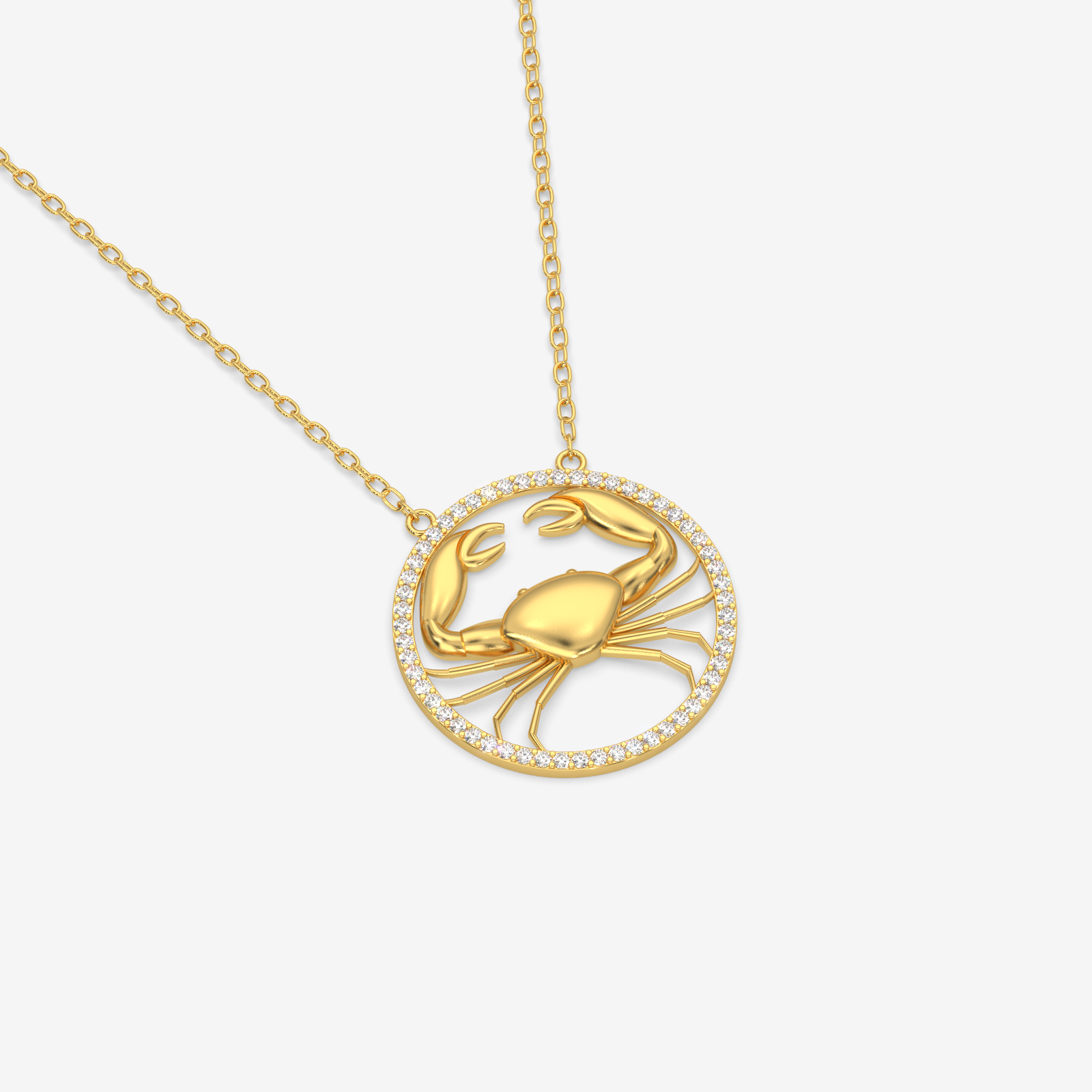 18K Gold Cancer Zodiac Pendant Necklace with Diamonds - Elegant Astrology Jewelry