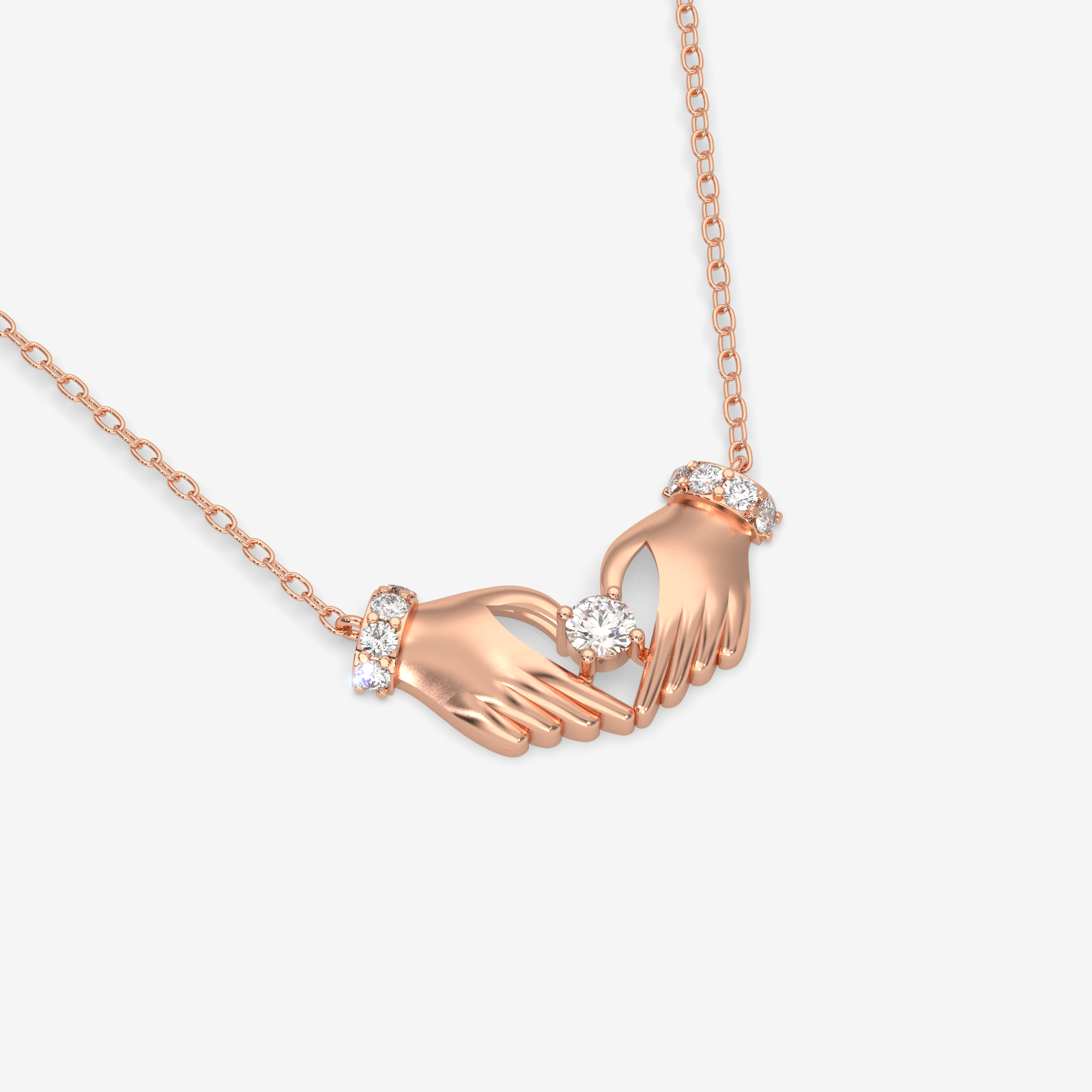 18K Gold Diamond Hands Holding Heart Necklace - Love & Commitment Pendant