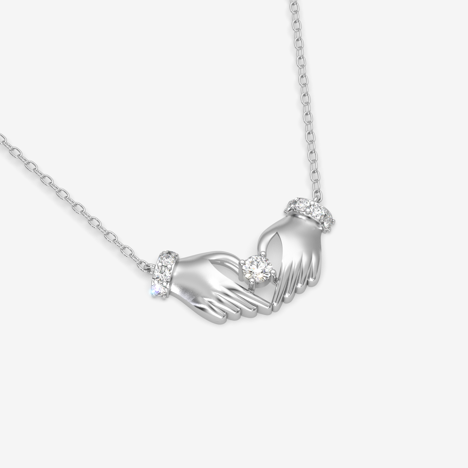 18K Gold Diamond Hands Holding Heart Necklace - Love & Commitment Pendant