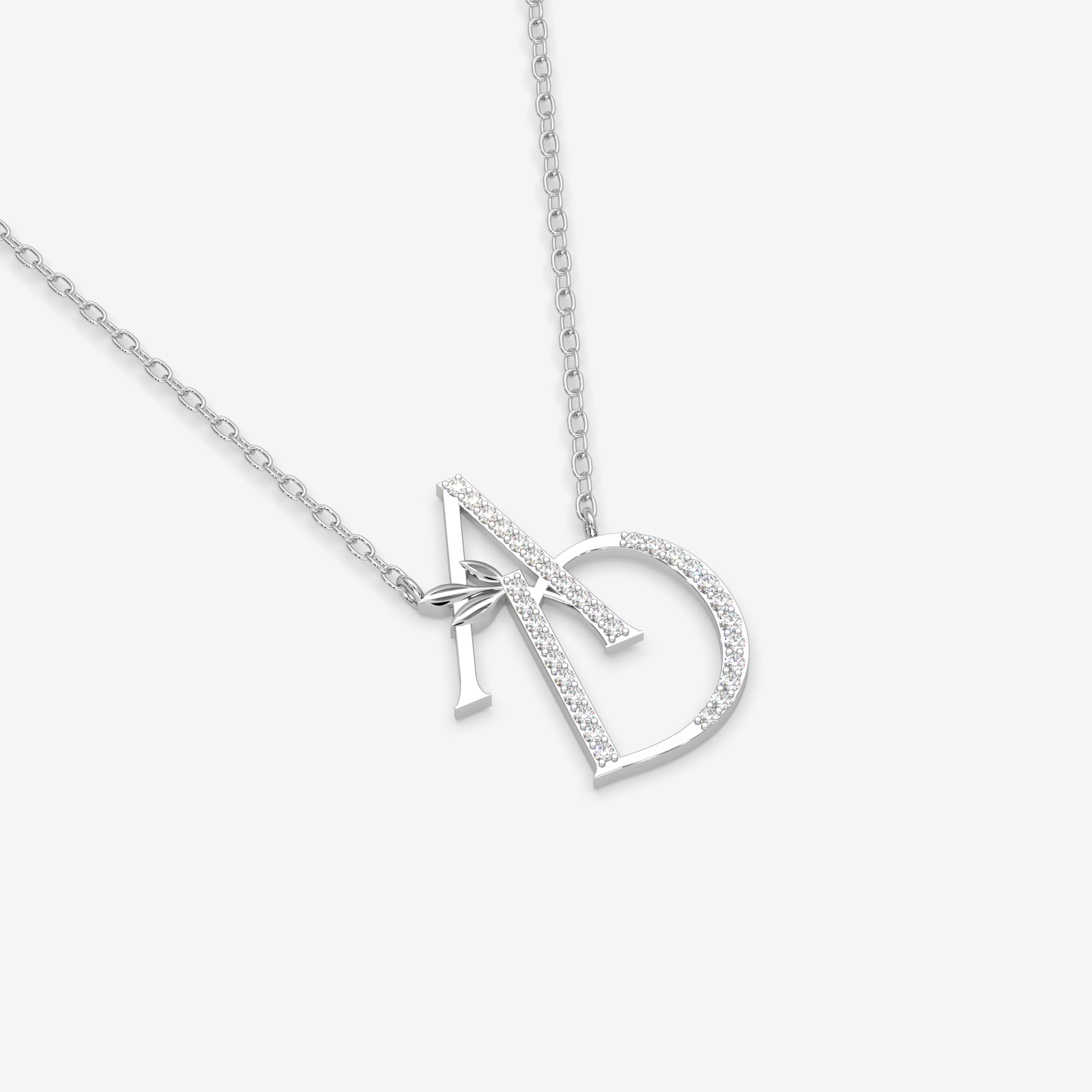 18K Gold Diamond A&D Initial Necklace - Personalized Alphabet Pendant