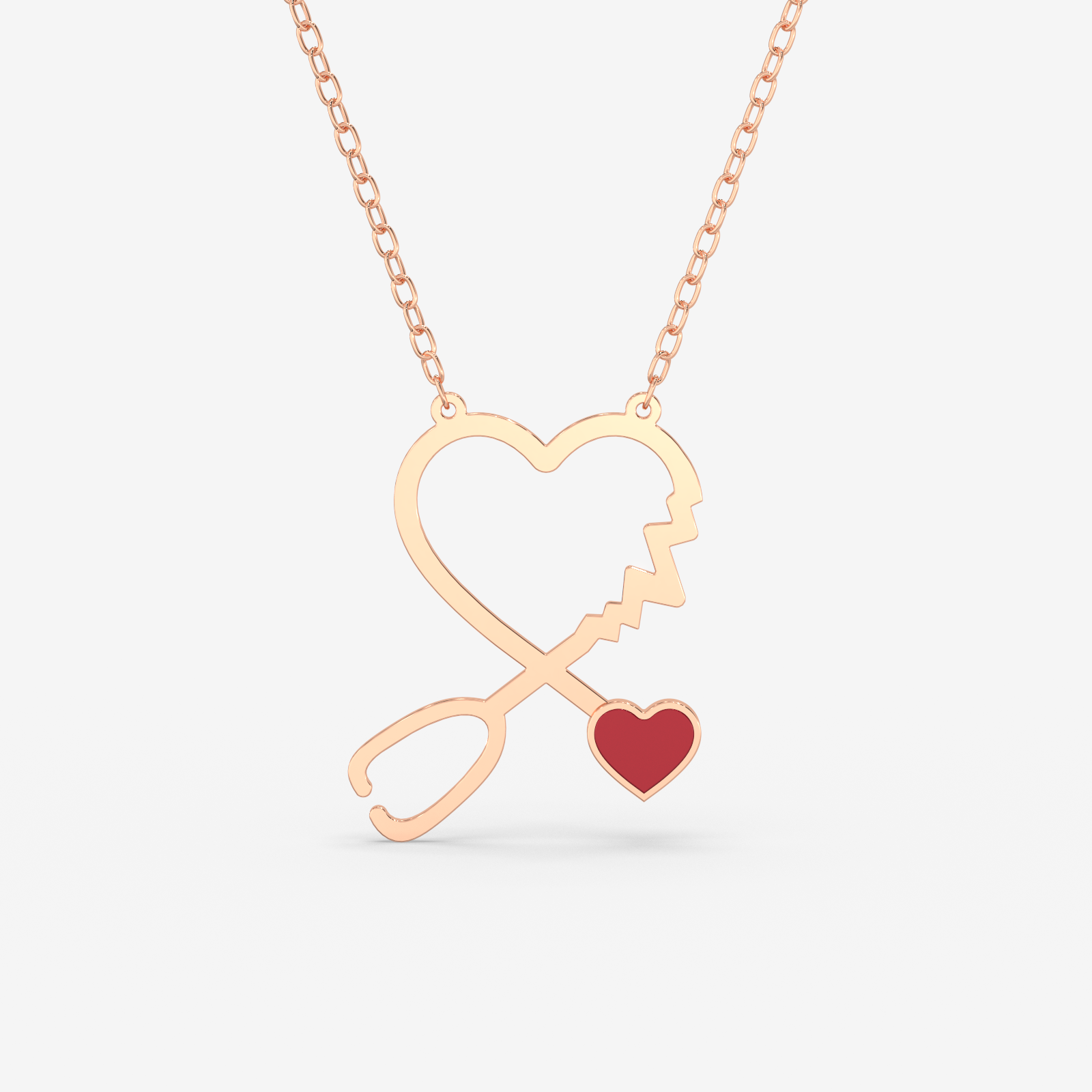 18K Gold Heartbeat Stethoscope Necklace - Healthcare Hero Jewelry