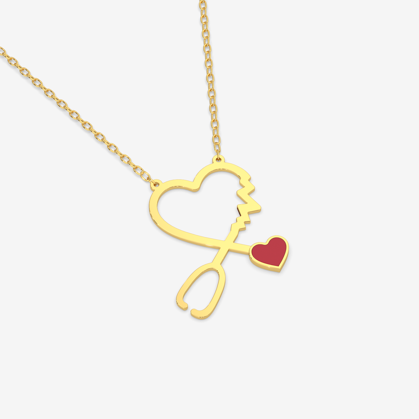 18K Gold Heartbeat Stethoscope Necklace - Healthcare Hero Jewelry