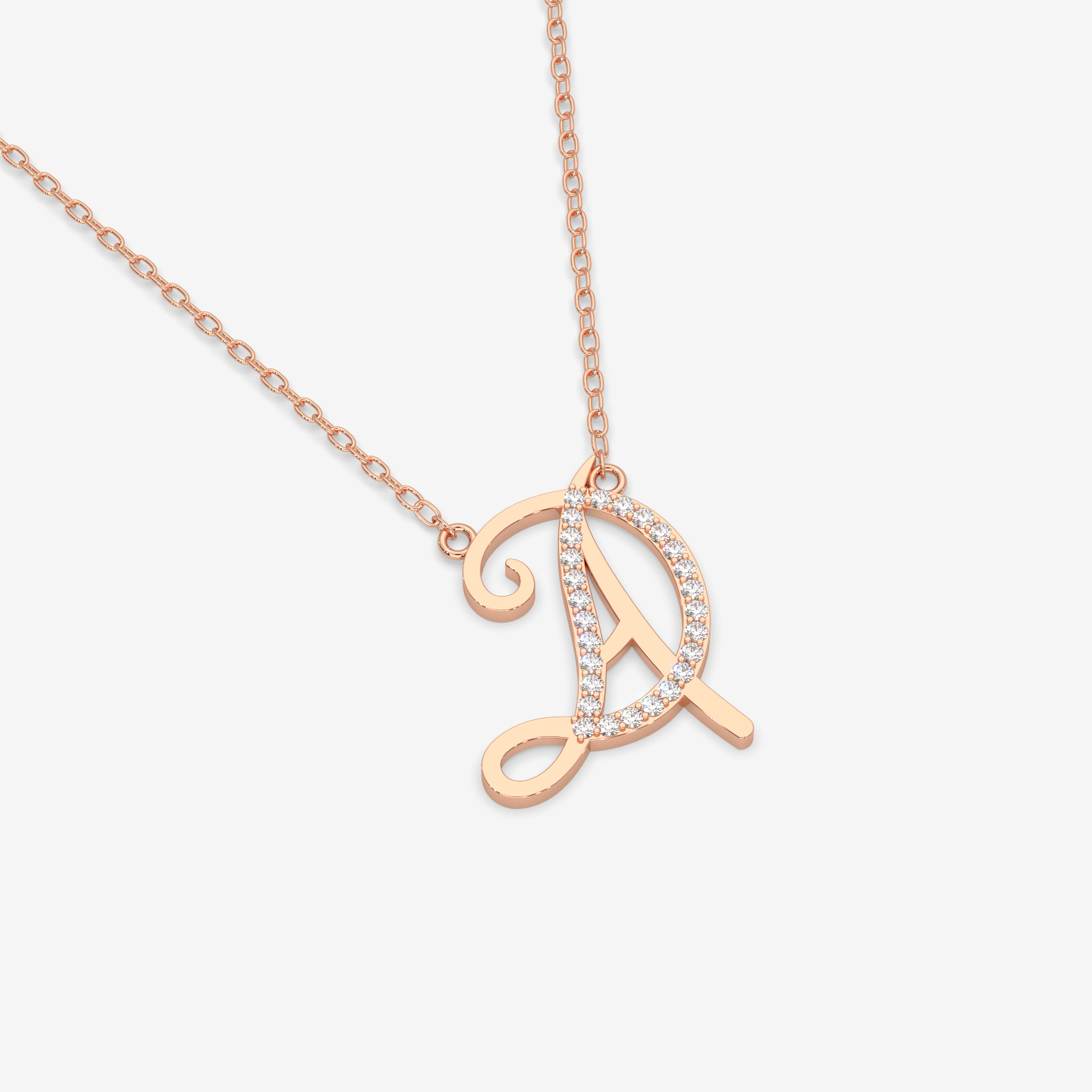 18K Gold Diamond Initial Necklace 'A and D' - Personalized Script Letter Pendant