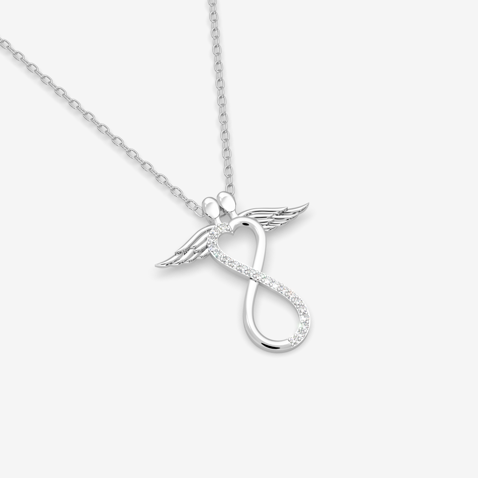 18K Gold Angel Wings Infinity Necklace with Diamond – Elegant & Timeless Love Symbol