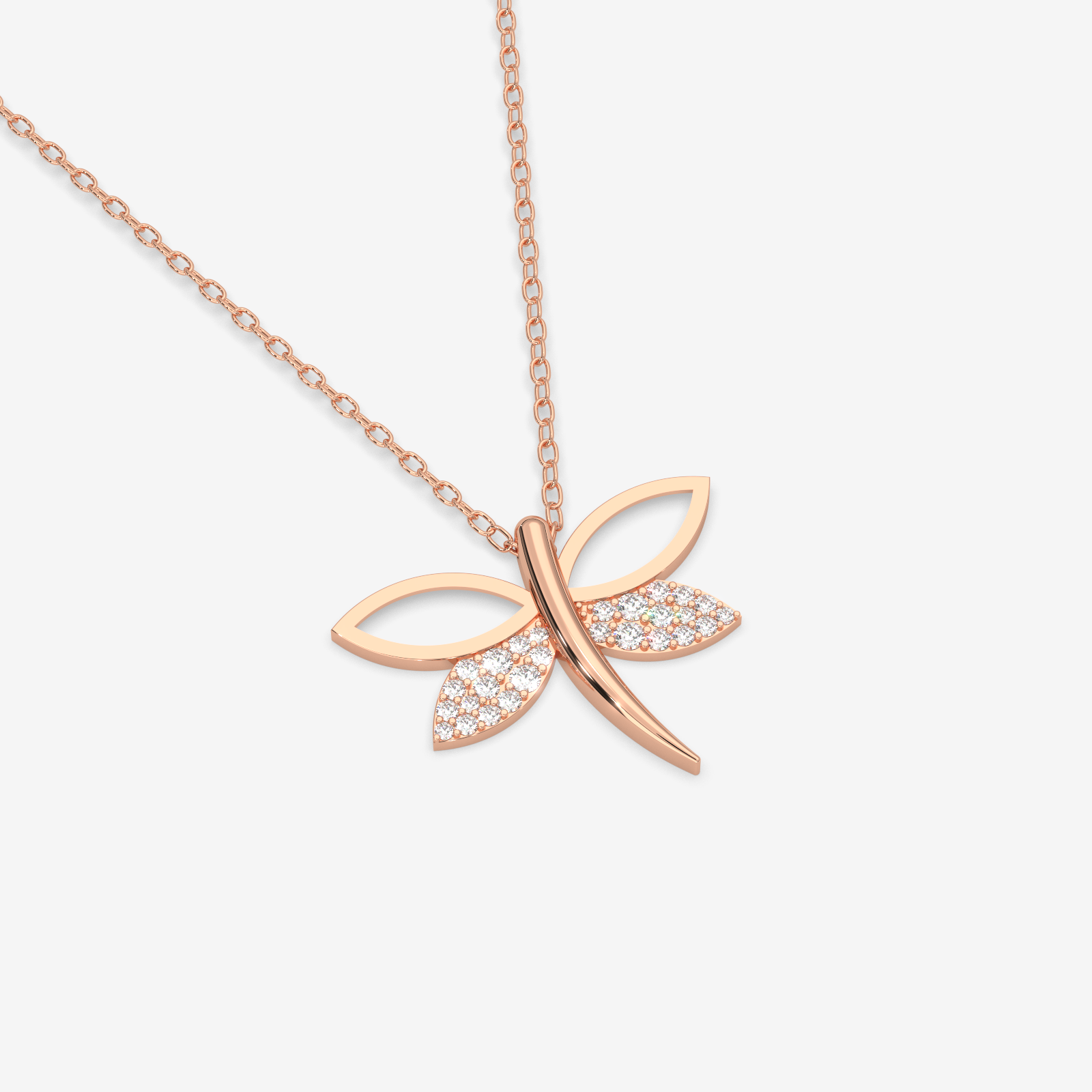 18K Gold Diamond Dragonfly Necklace - Dainty & Elegant Fine Jewelry for Women
