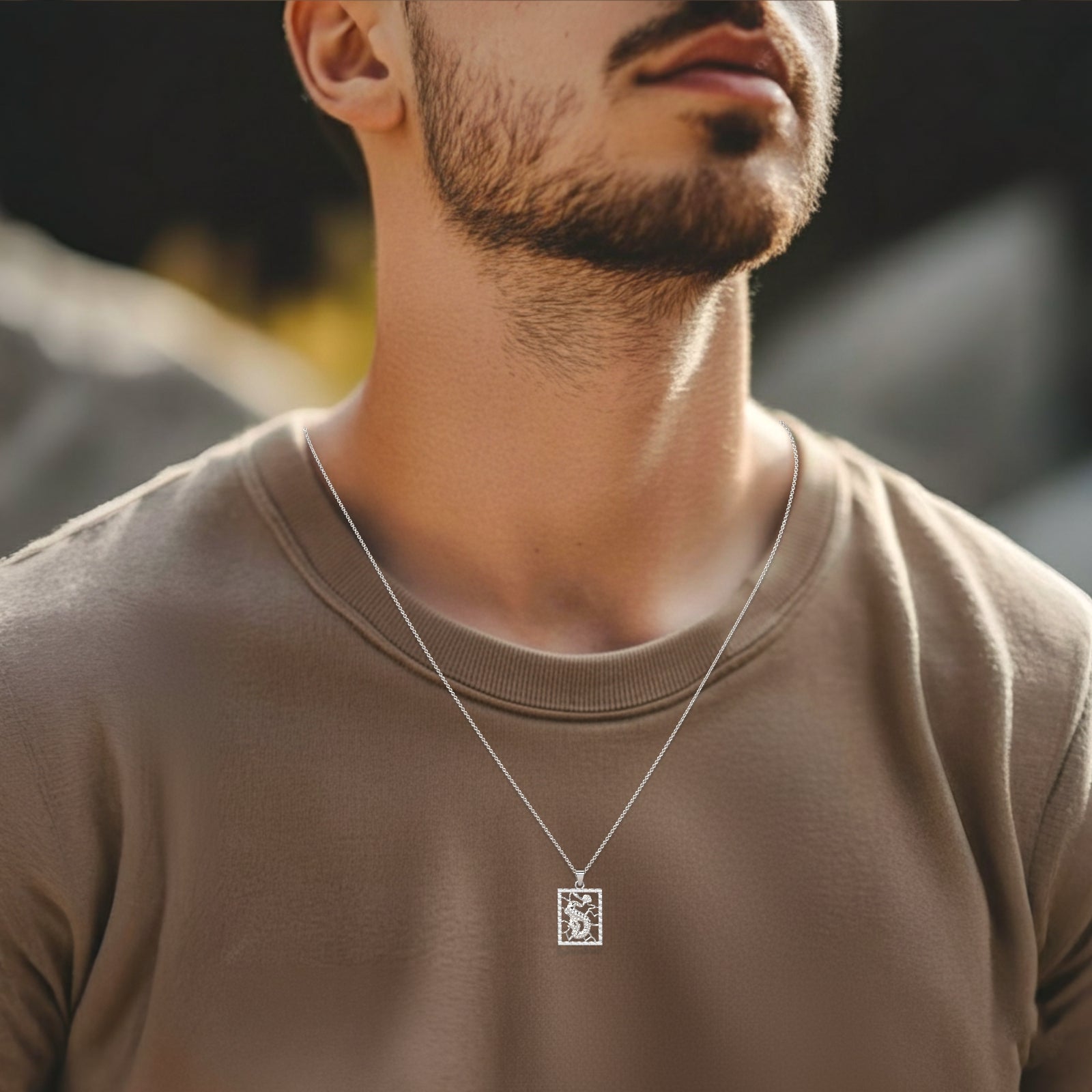 18K Gold Dragon Plaque Pendant Necklace | Chinese Style Auspicious Jewelry