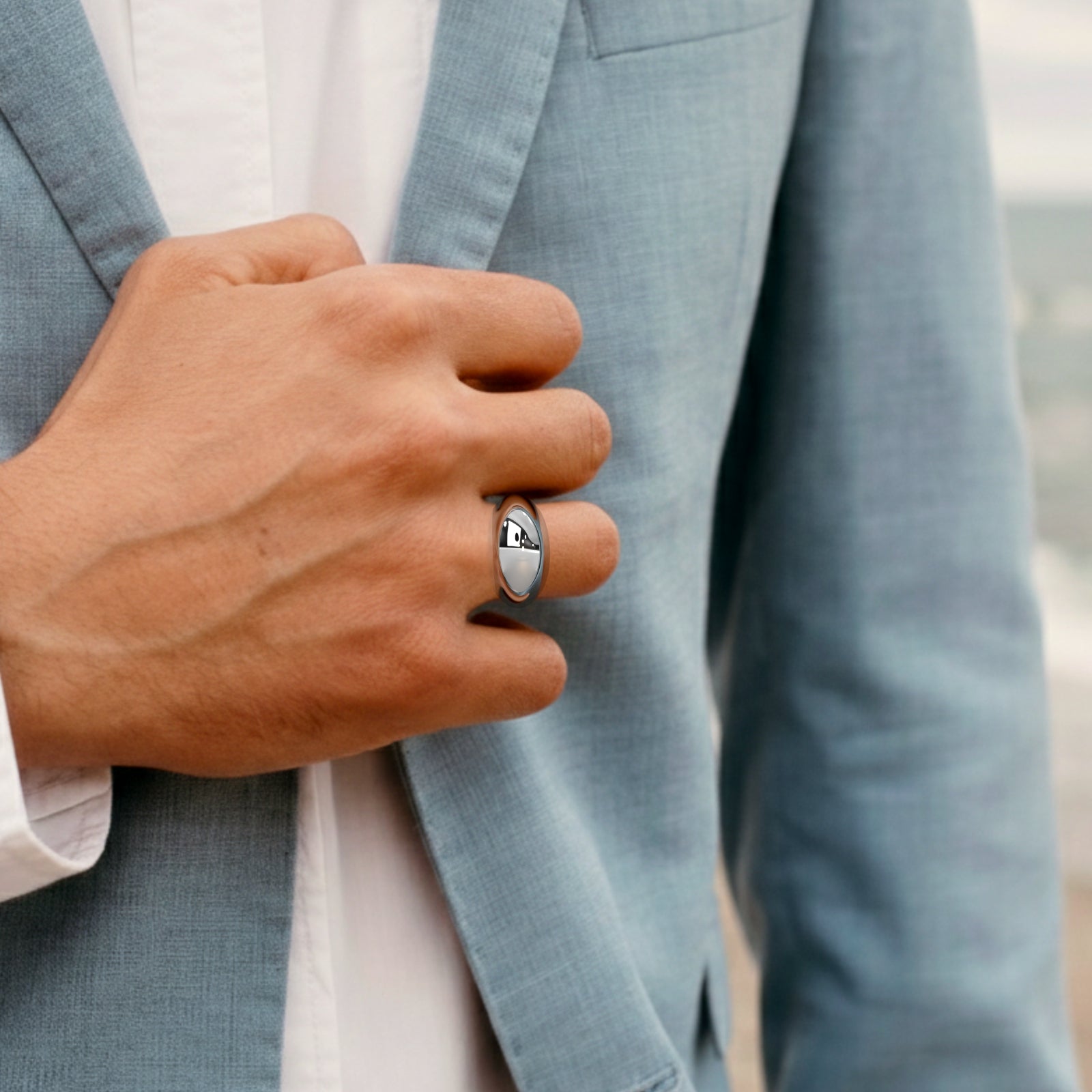 18K Gold Unisex Dome Ring | Bold Minimalist Chunky Statement Band