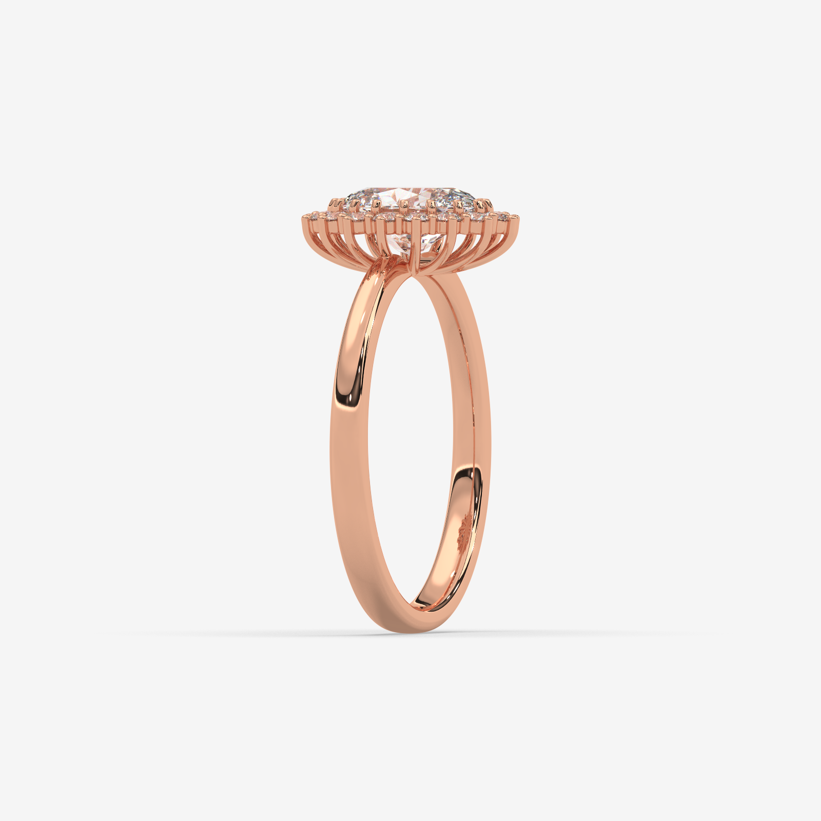 18K Gold Oval Halo Diamond Engagement Ring | Classic Floral Sunburst Design