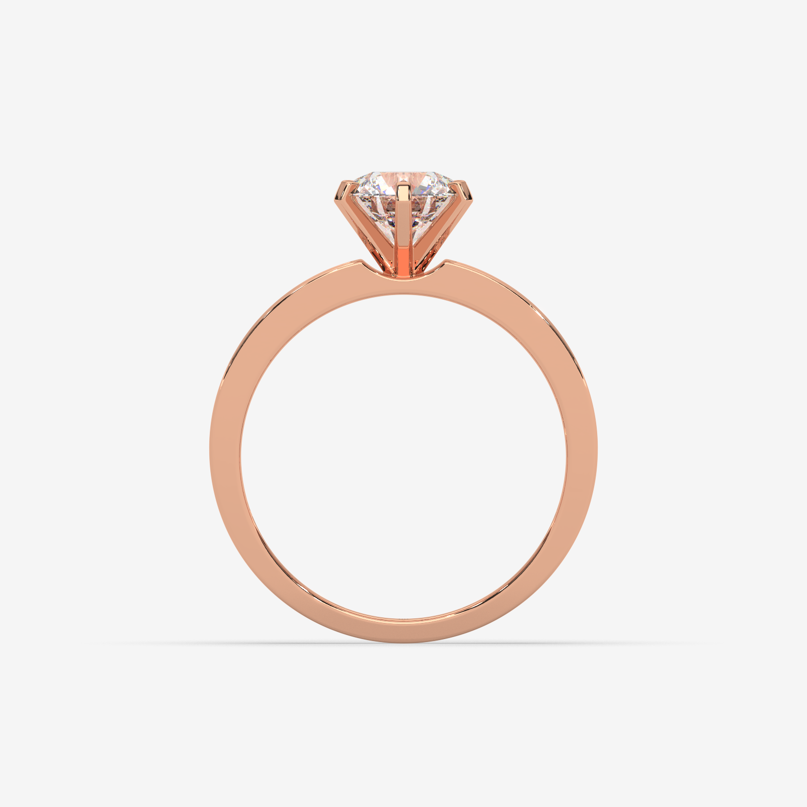 Solid Gold Round Cut Diamond Solitaire Engagement Ring | Triple Row Pave Band