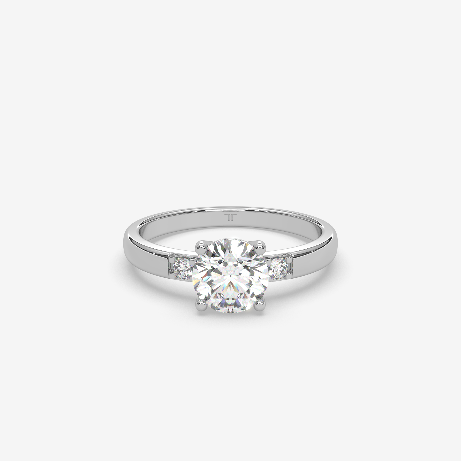 Solid Gold Trilogy Diamond Engagement Ring | Round Brilliant Cut Three-Stone Ring