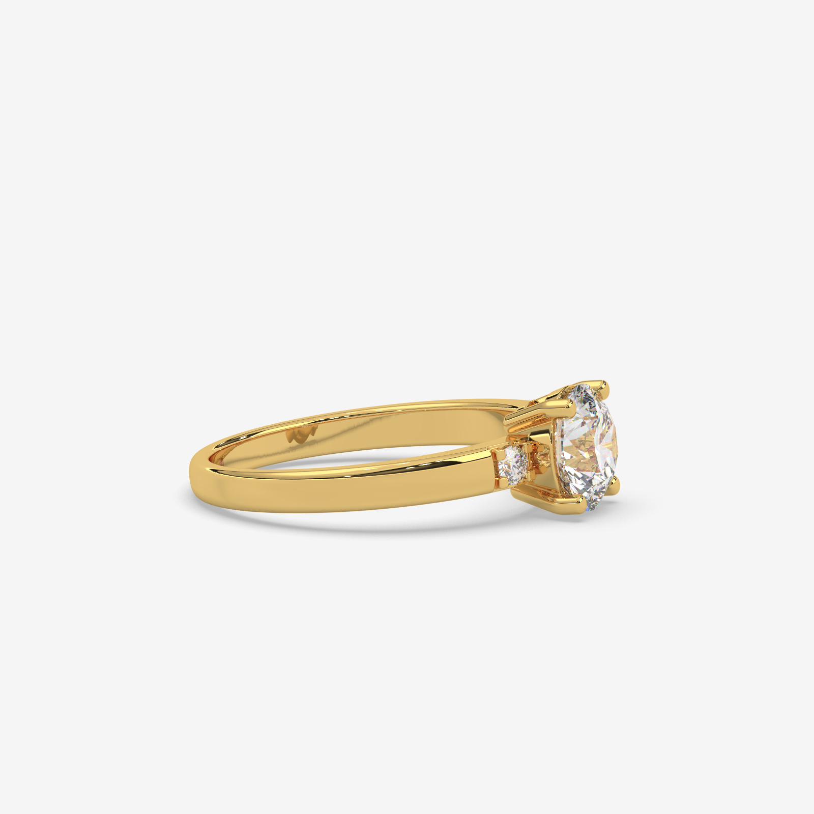 Solid Gold Trilogy Diamond Engagement Ring | Round Brilliant Cut Three-Stone Ring