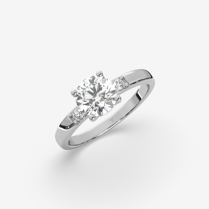 Solid Gold Trilogy Diamond Engagement Ring | Round Brilliant Cut Three-Stone Ring