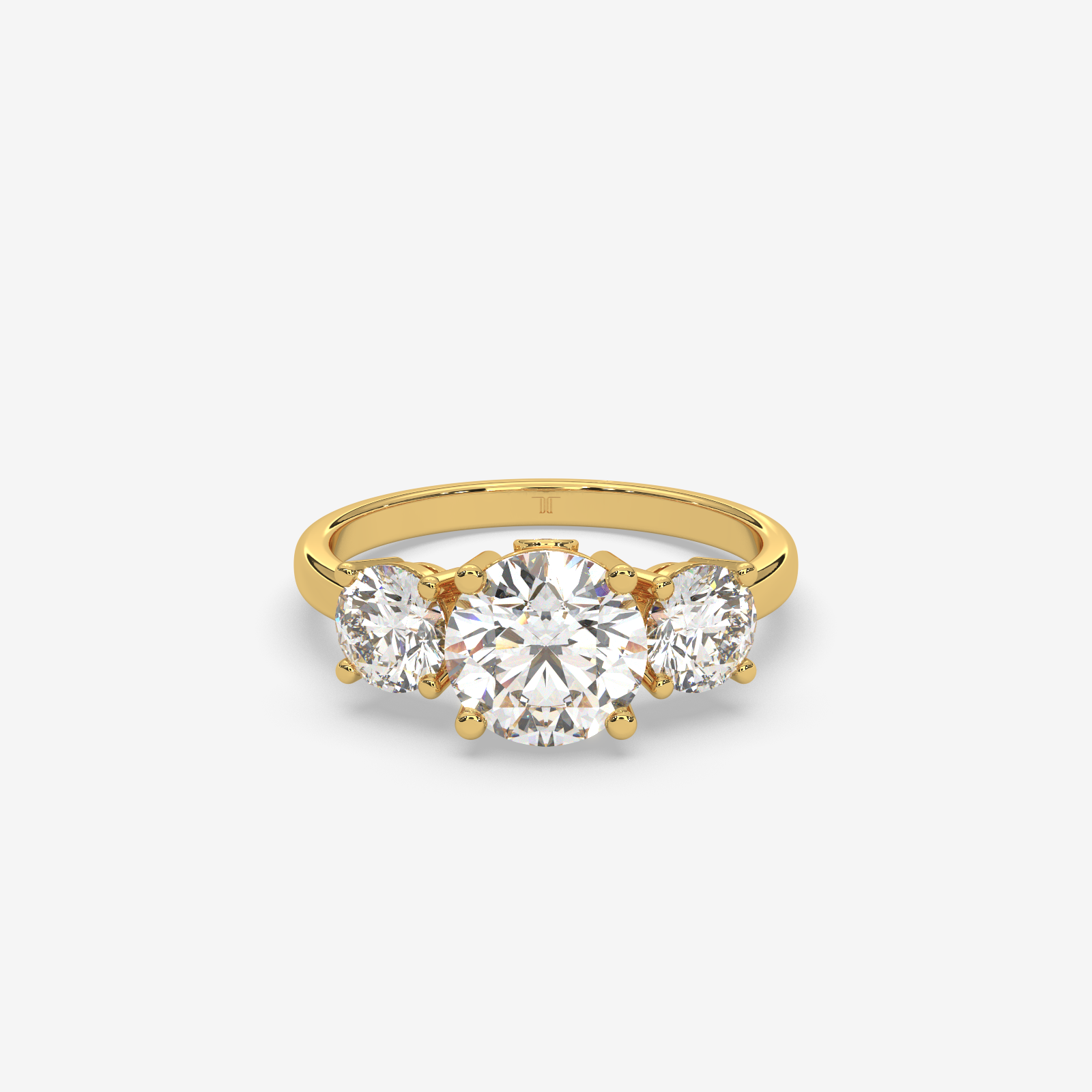 Solid Gold Three-Stone Round Diamond Trilogy Engagement Ring | Timeless Elegance