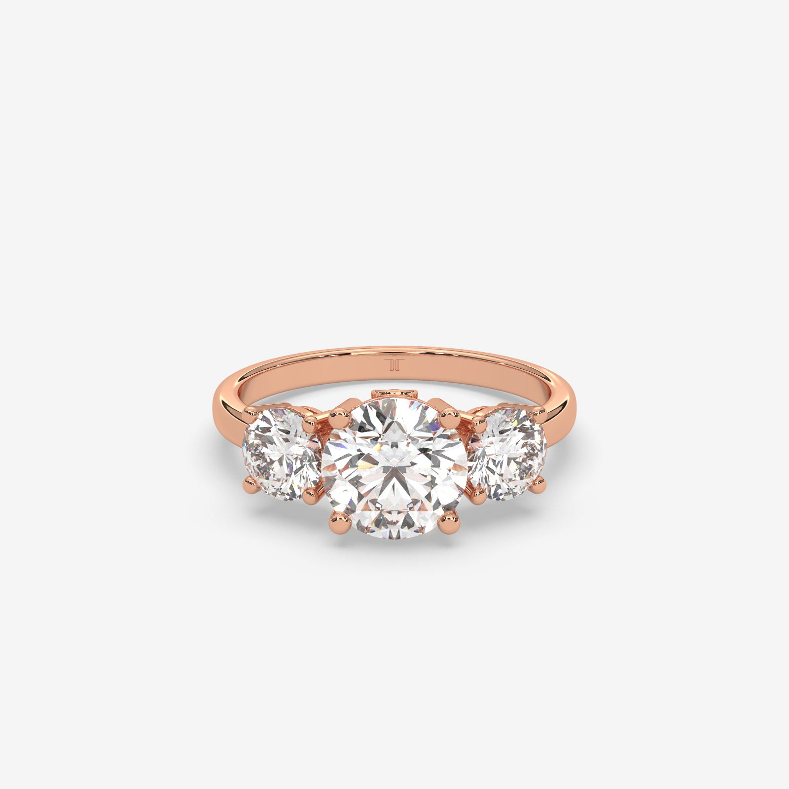 Solid Gold Three-Stone Round Diamond Trilogy Engagement Ring | Timeless Elegance