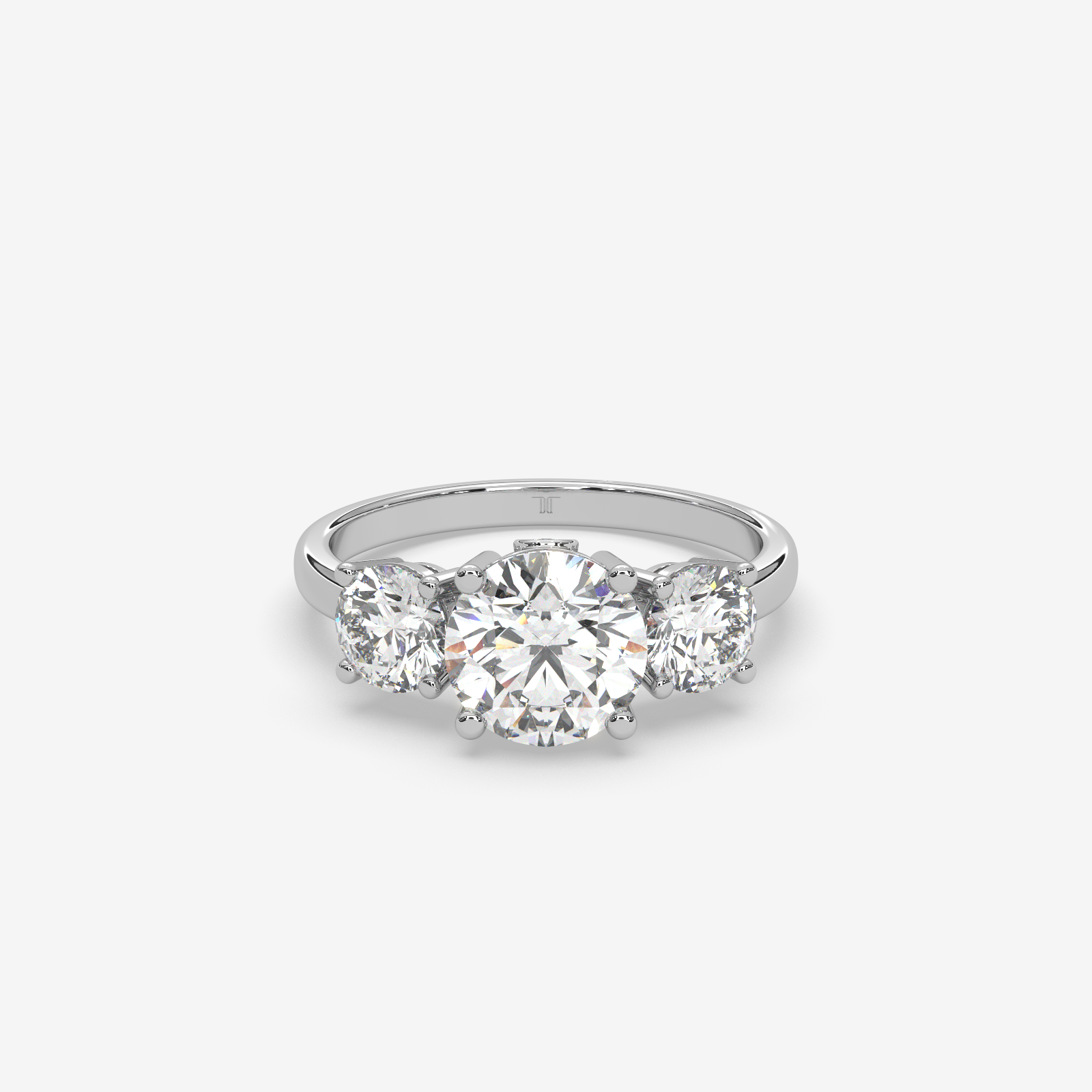 Solid Gold Three-Stone Round Diamond Trilogy Engagement Ring | Timeless Elegance