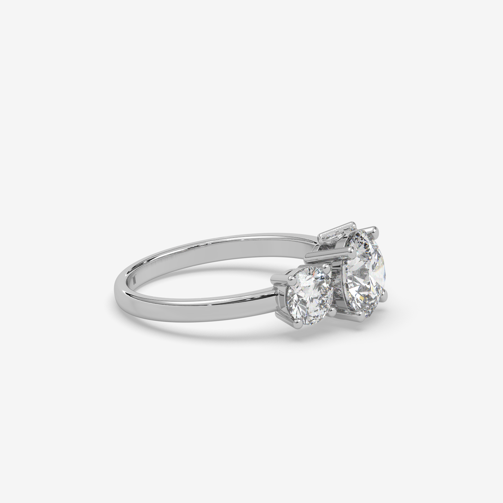 Solid Gold Three-Stone Round Diamond Trilogy Engagement Ring | Timeless Elegance