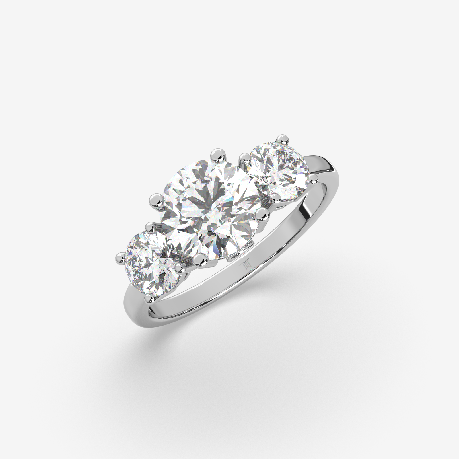 Solid Gold Three-Stone Round Diamond Trilogy Engagement Ring | Timeless Elegance