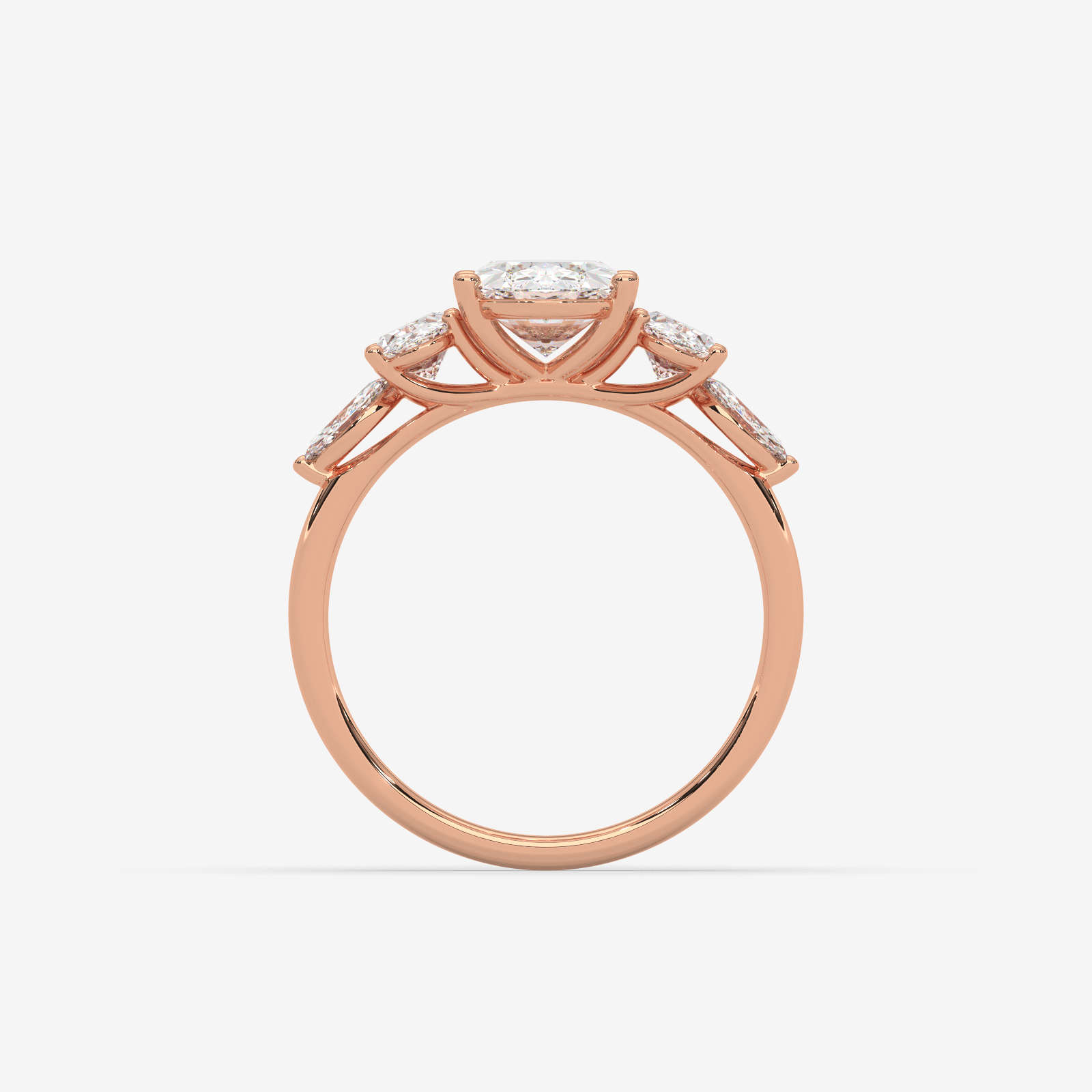 Solid Gold Trilogy Engagement Ring | Oval & Pear Cut Diamond Ring