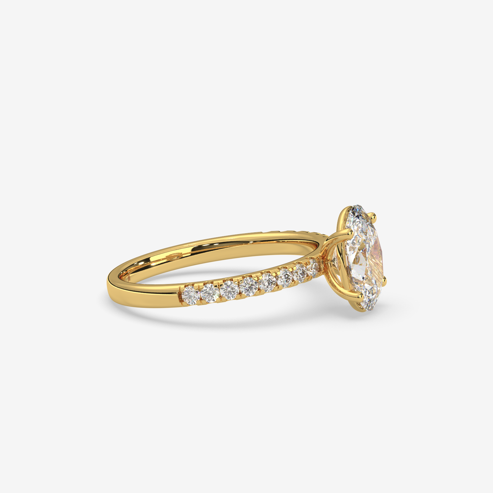 Solid Gold Oval Cut Diamond Engagement Ring