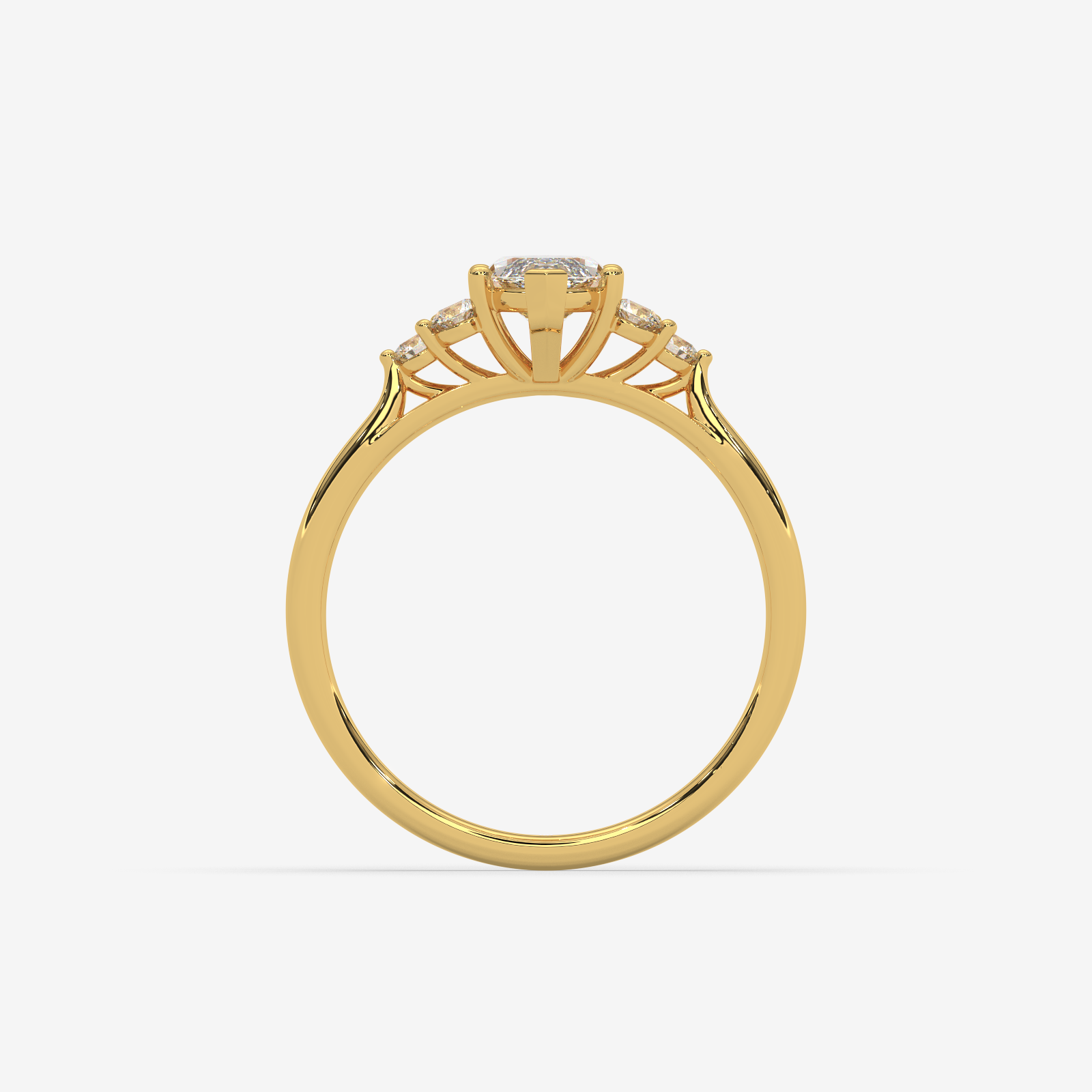 Solid Gold Marquise Diamond Engagement Ring | Cluster Side Stone Cluster Ring