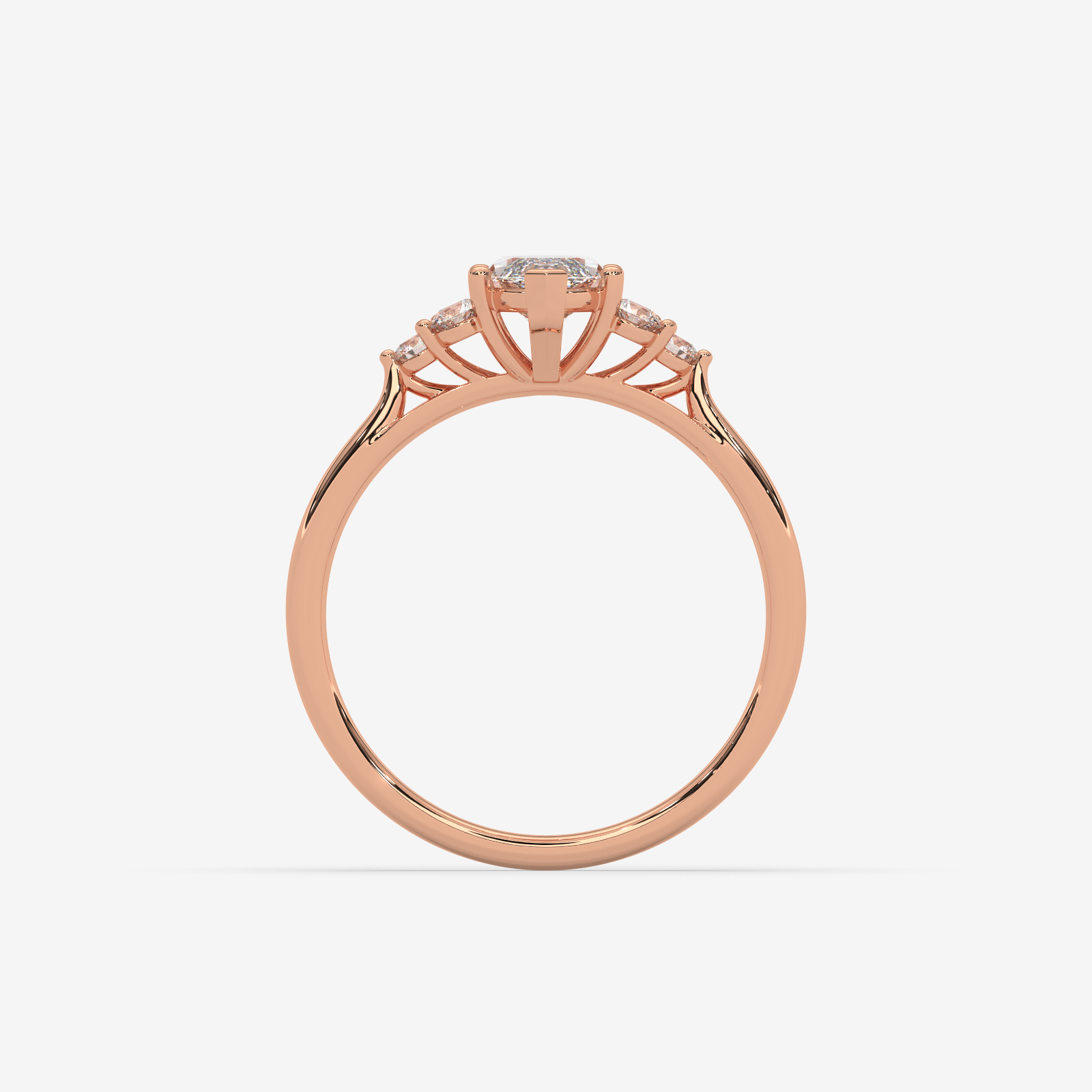 Solid Gold Marquise Diamond Engagement Ring | Cluster Side Stone Cluster Ring