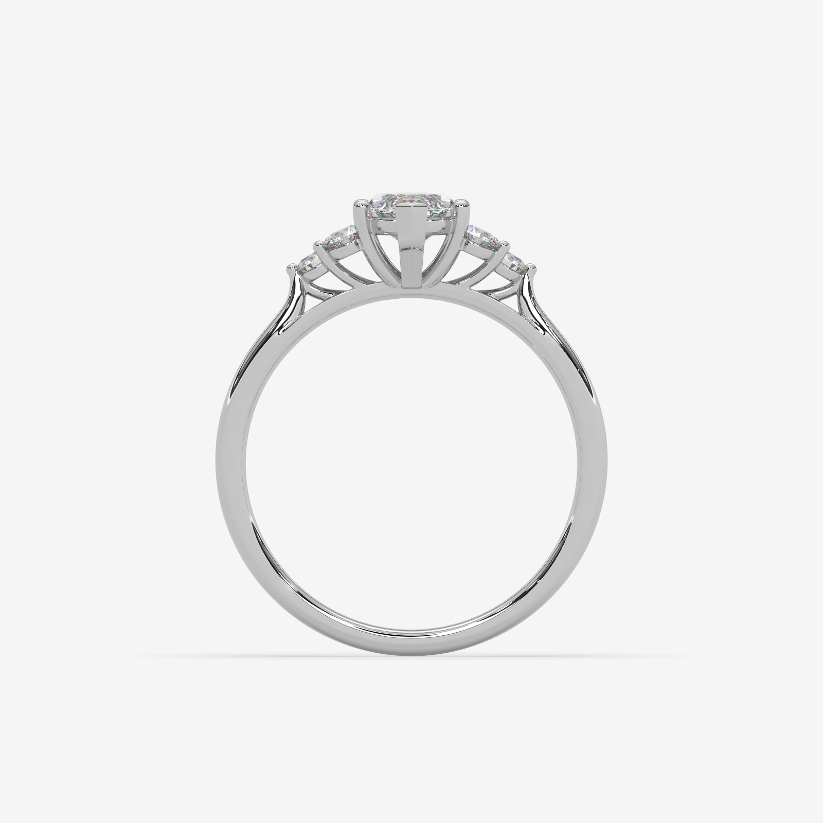 Solid Gold Marquise Diamond Engagement Ring | Cluster Side Stone Cluster Ring