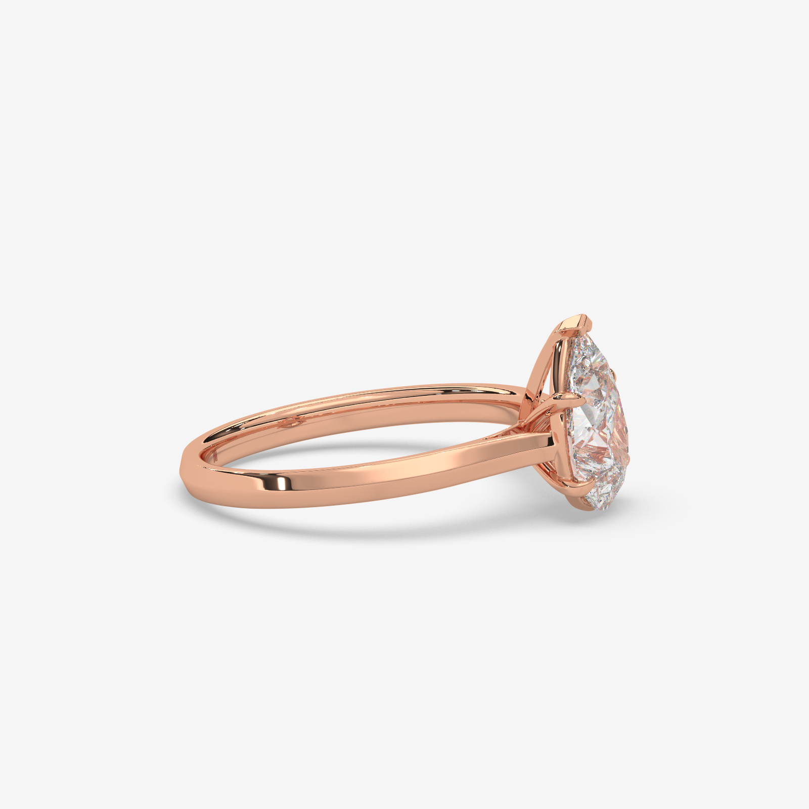 Solid Gold Pear Cut Solitaire Engagement Ring | Handcrafted Teardrop Diamond Ring