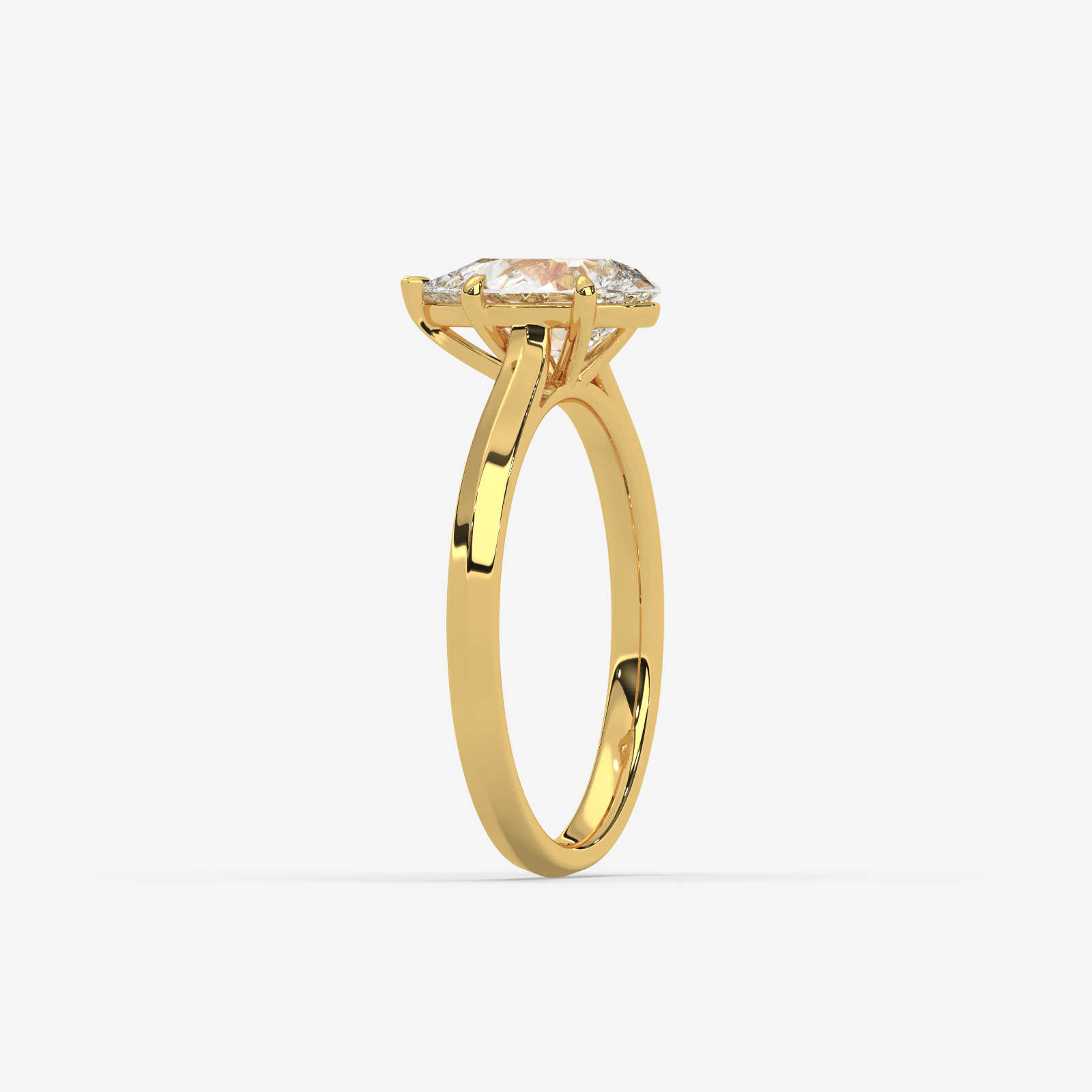 Solid Gold Pear Cut Solitaire Engagement Ring | Handcrafted Teardrop Diamond Ring