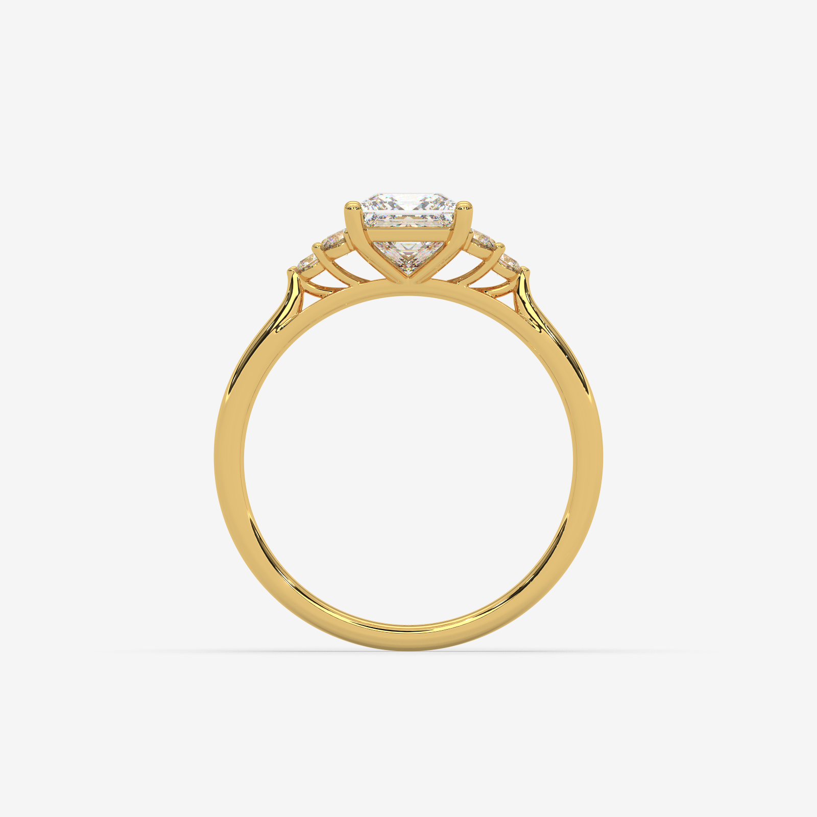 Princess Cut Trefoil Diamond Engagement Ring in Solid Gold