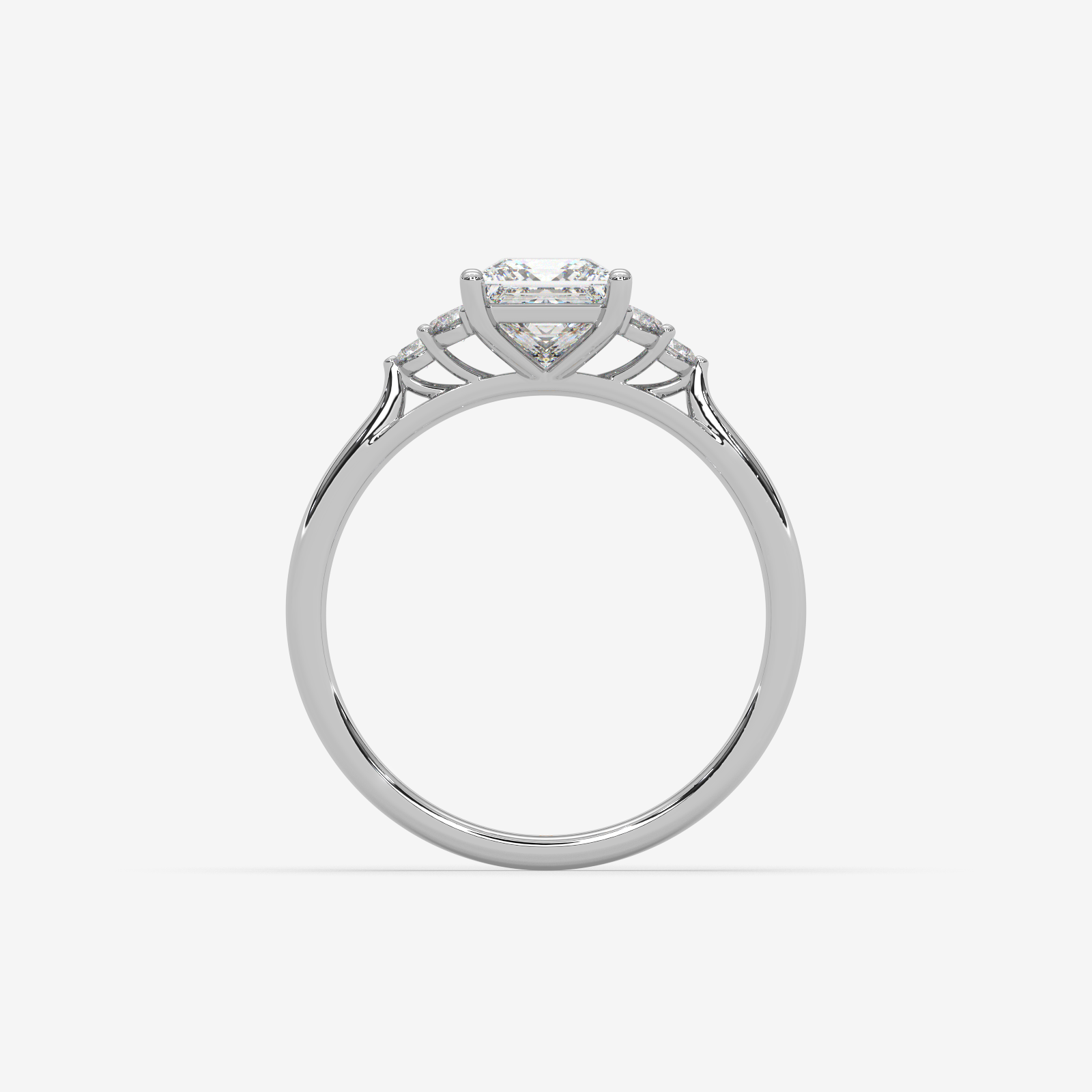 Princess Cut Trefoil Diamond Engagement Ring in Solid Gold