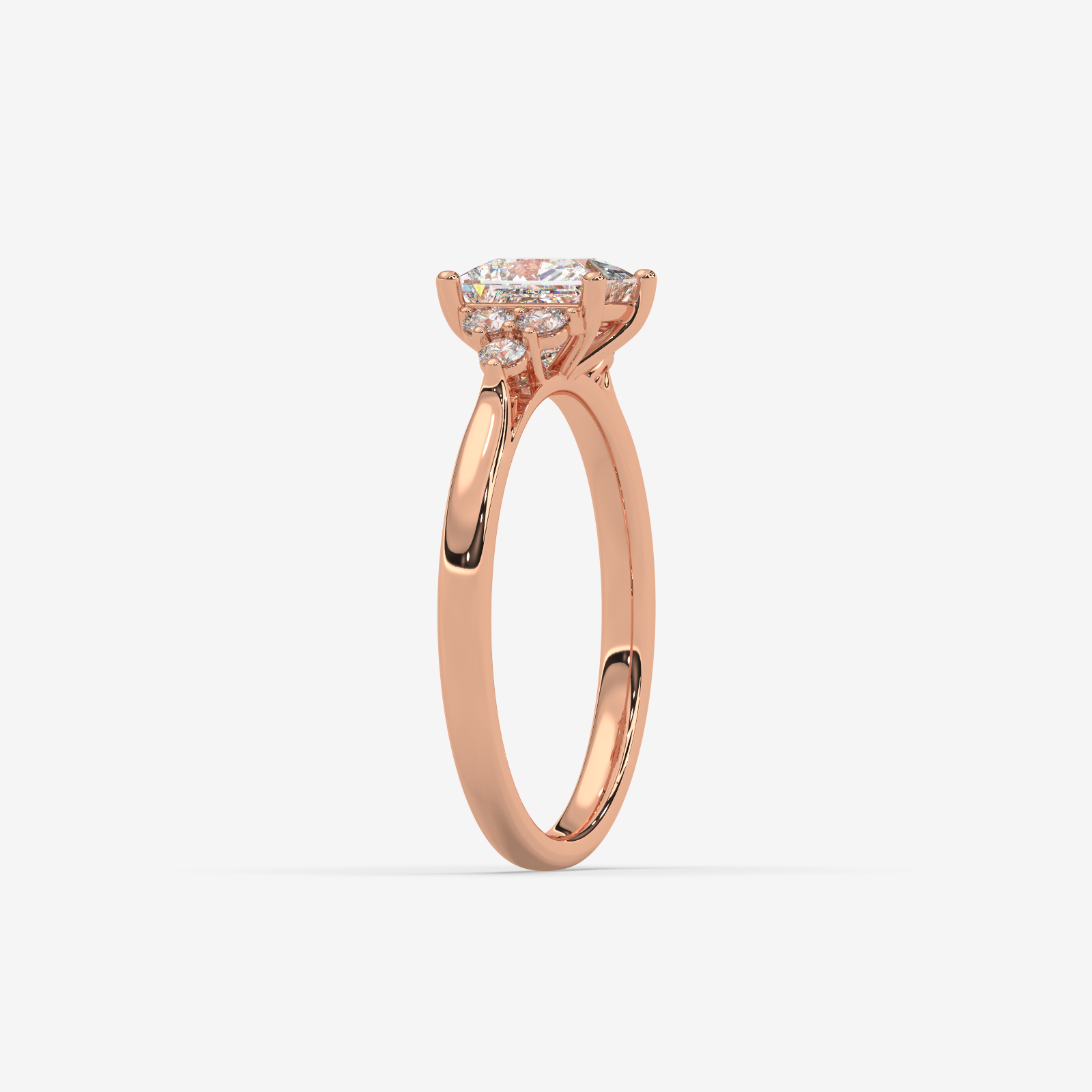 Princess Cut Trefoil Diamond Engagement Ring in Solid Gold
