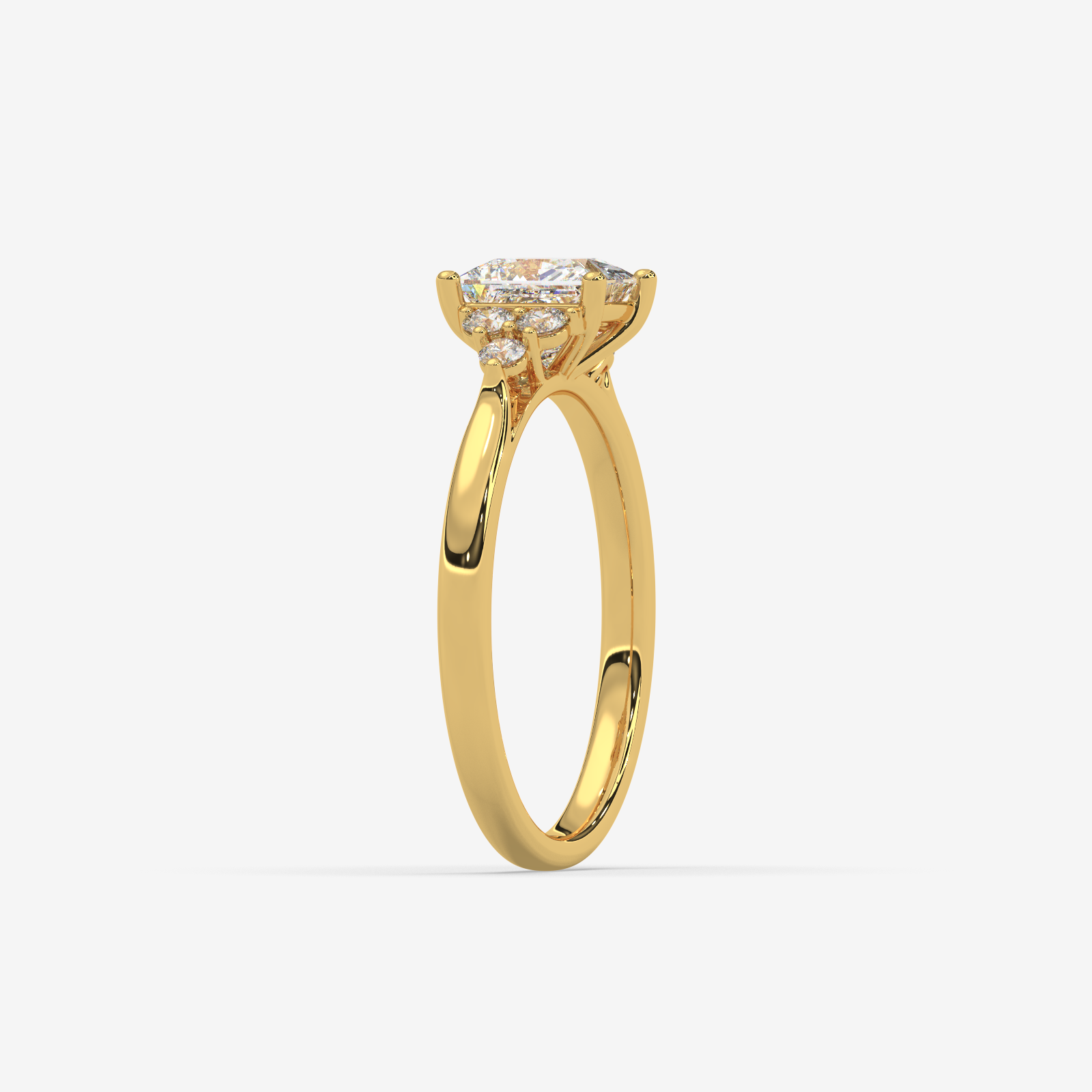 Princess Cut Trefoil Diamond Engagement Ring in Solid Gold