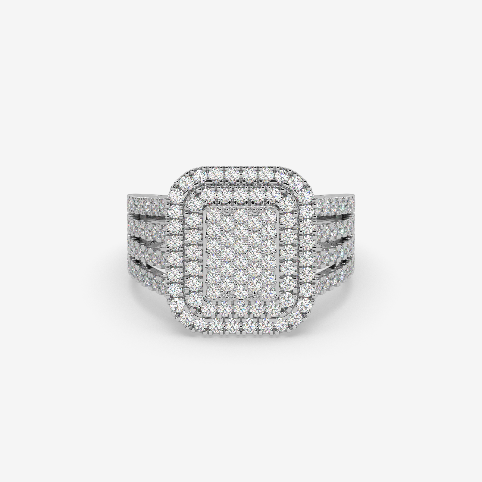 The Omoni Radiant Cluster Natural Diamond Engagement Ring in 18K Gold | Unisex Statement Piece