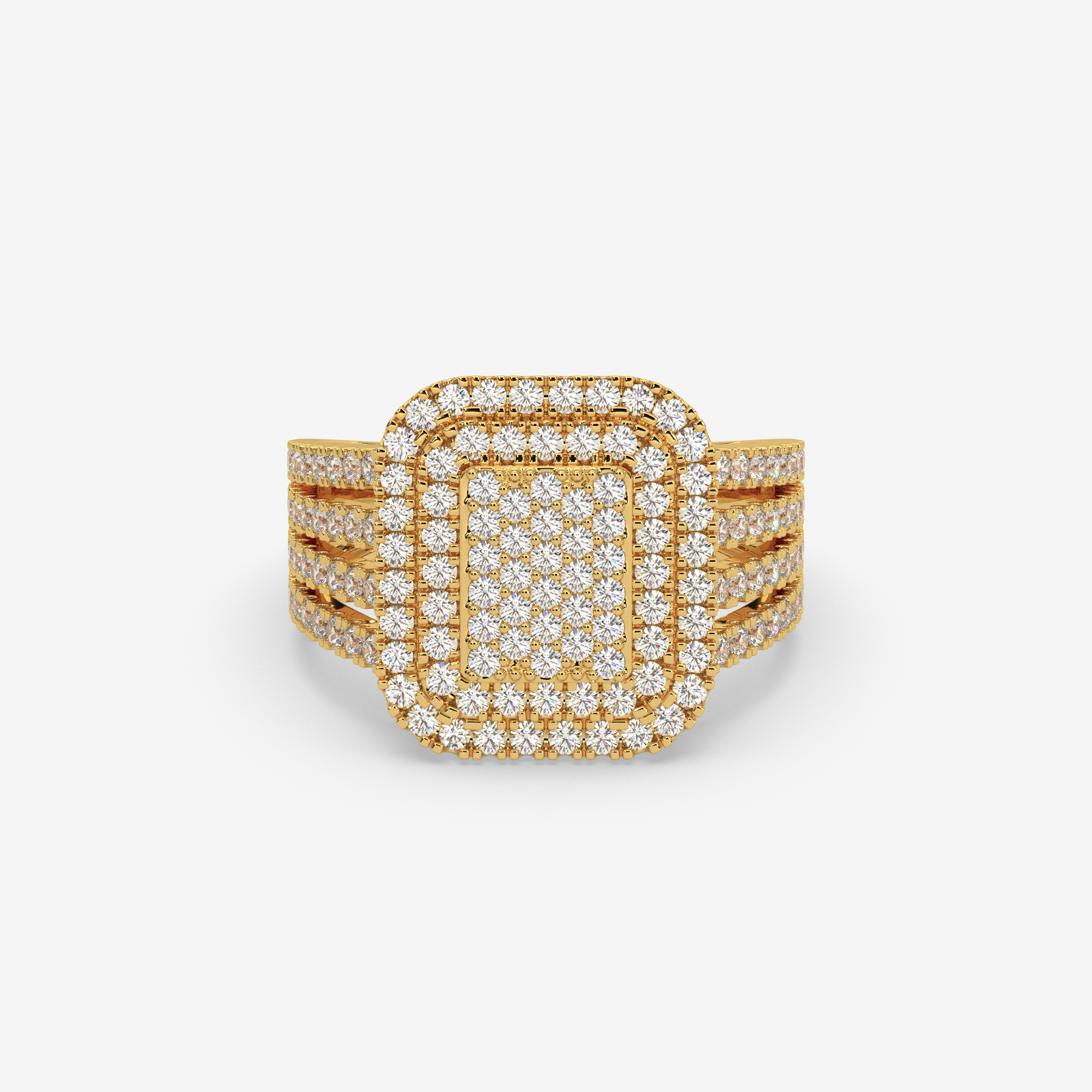 The Omoni Radiant Cluster Natural Diamond Engagement Ring in 18K Gold | Unisex Statement Piece